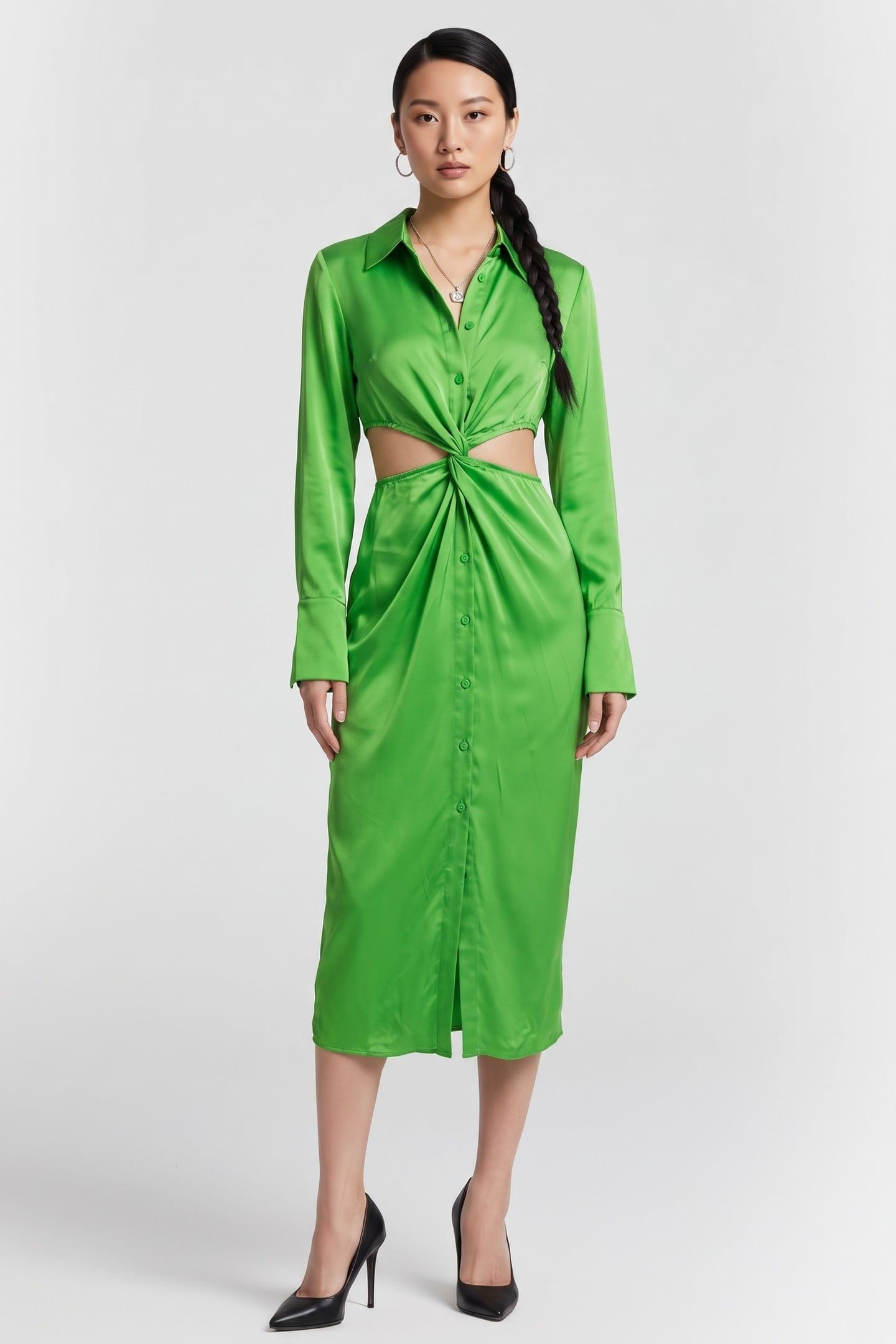 ST KIARA CUT OUT DRESS GREEN 1