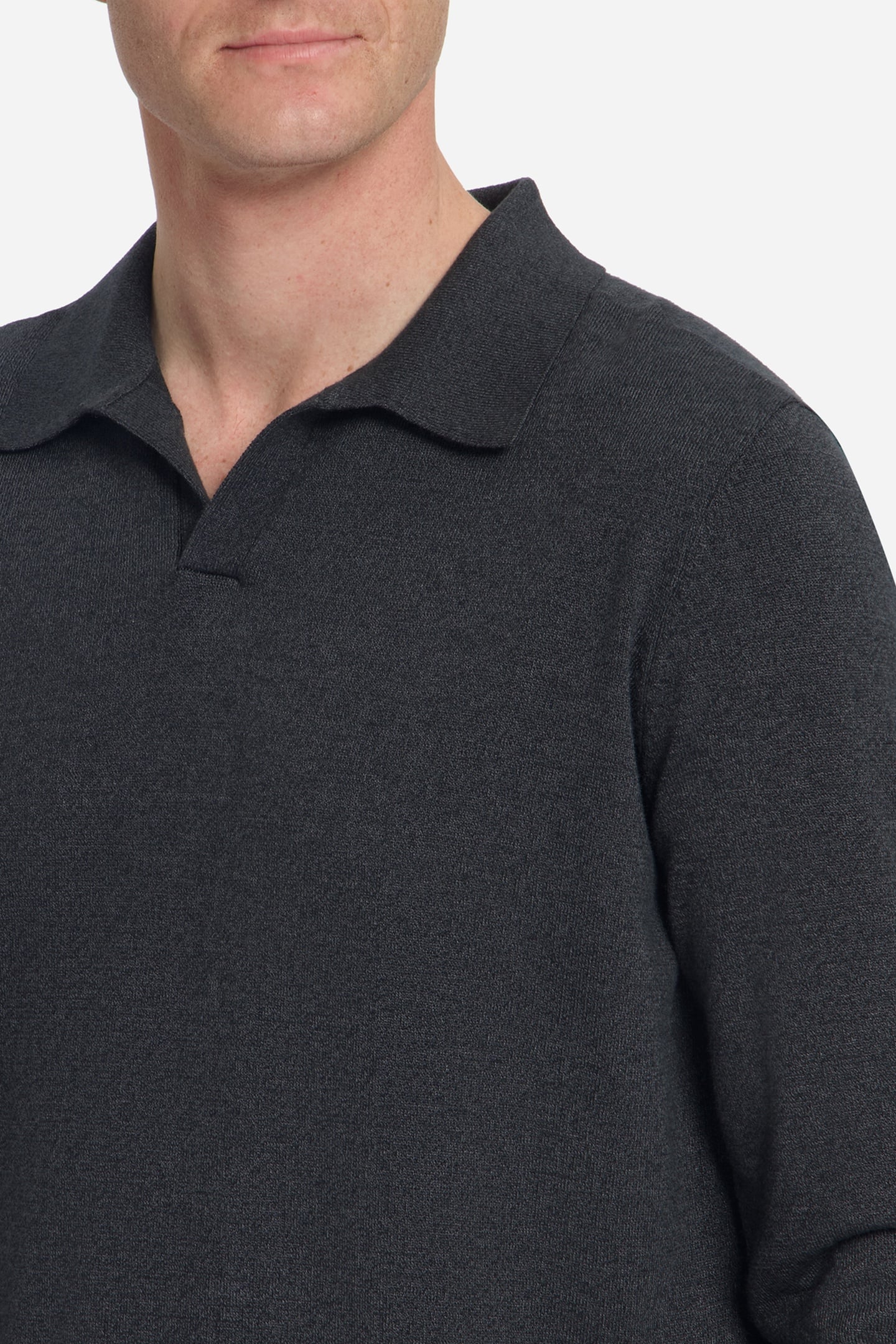PULLOVER V POLO MELANGE DARK GREY 7