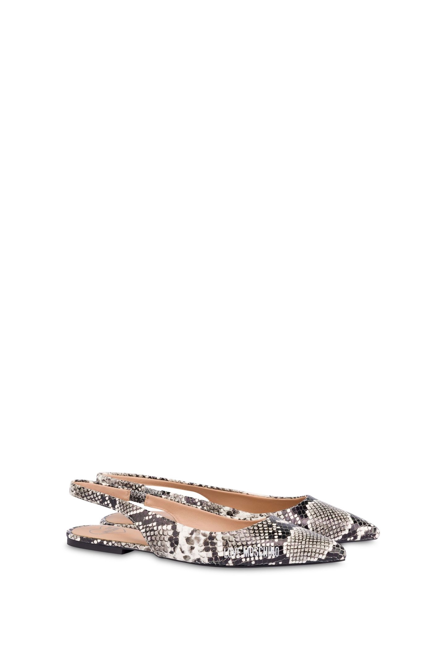 SLINGBACK BALLET FLATS IN PYTHON PRINT CALFSKIN GREY 2