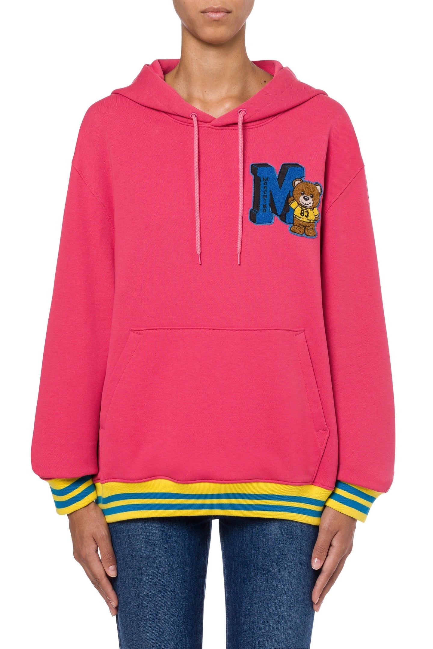 VARSITY TEDDY BEAR HOODIE PINK 1
