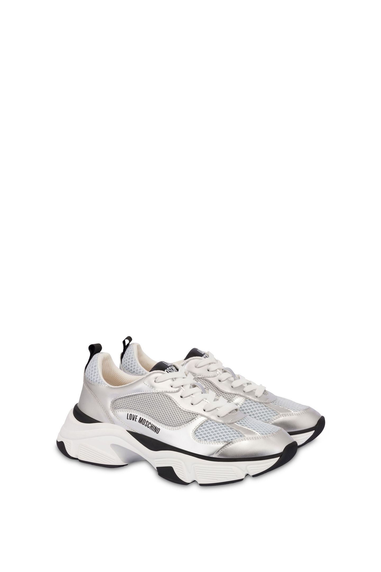 LAMINATE AND MESH SNEAKERS SILVER 2