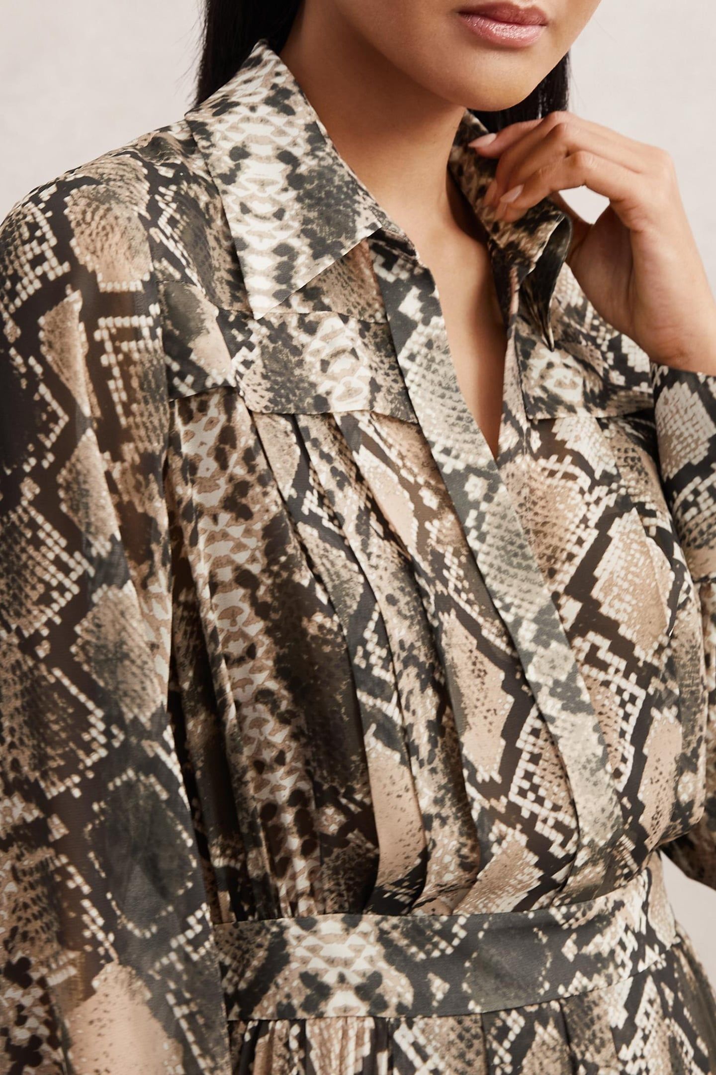 SNAKE PRINT MIDI DRESS NEUTRAL 6