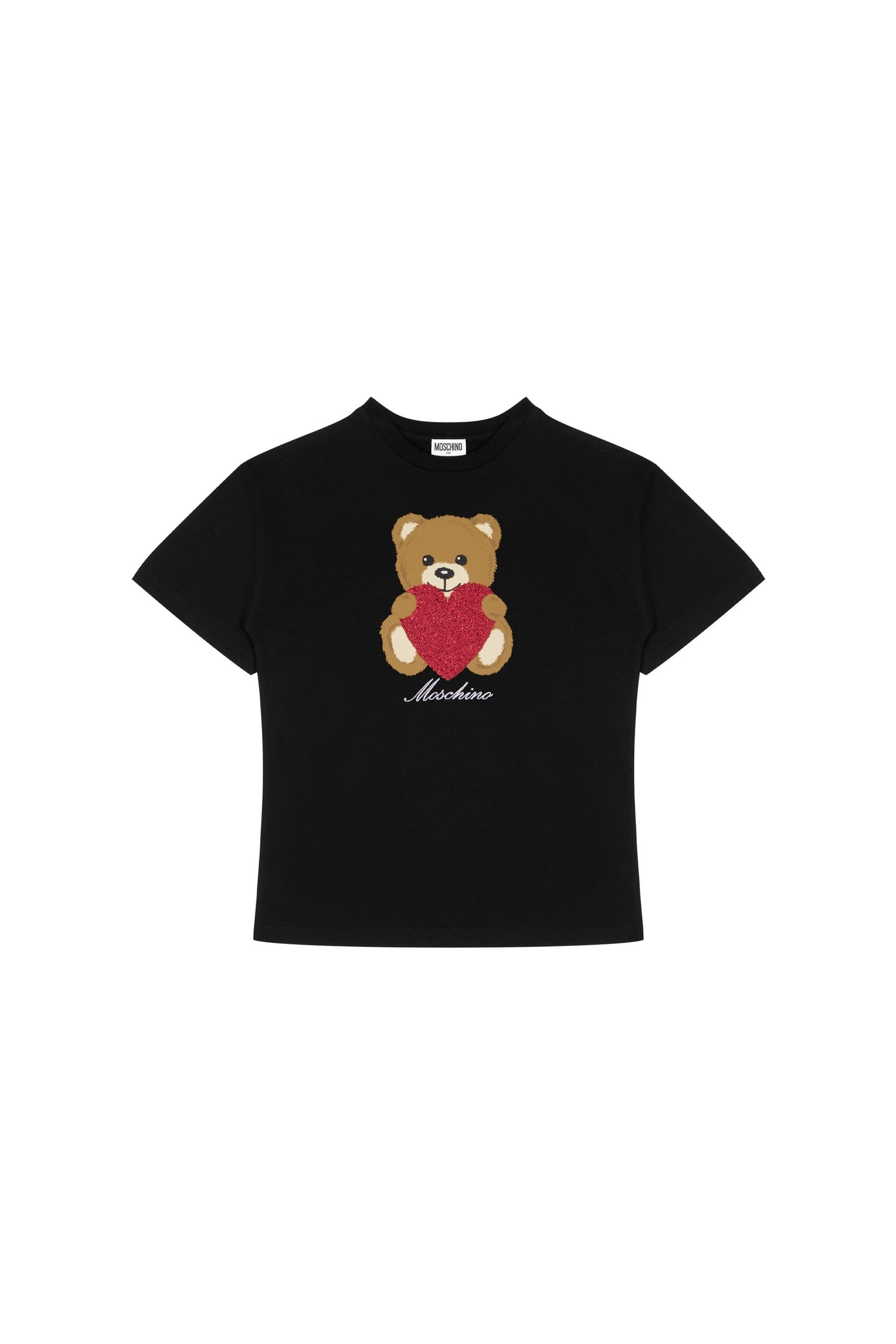 GIRL'S MAXI T-SHIRT IN JERSEY HEART TEDDY BEAR BLACK 1