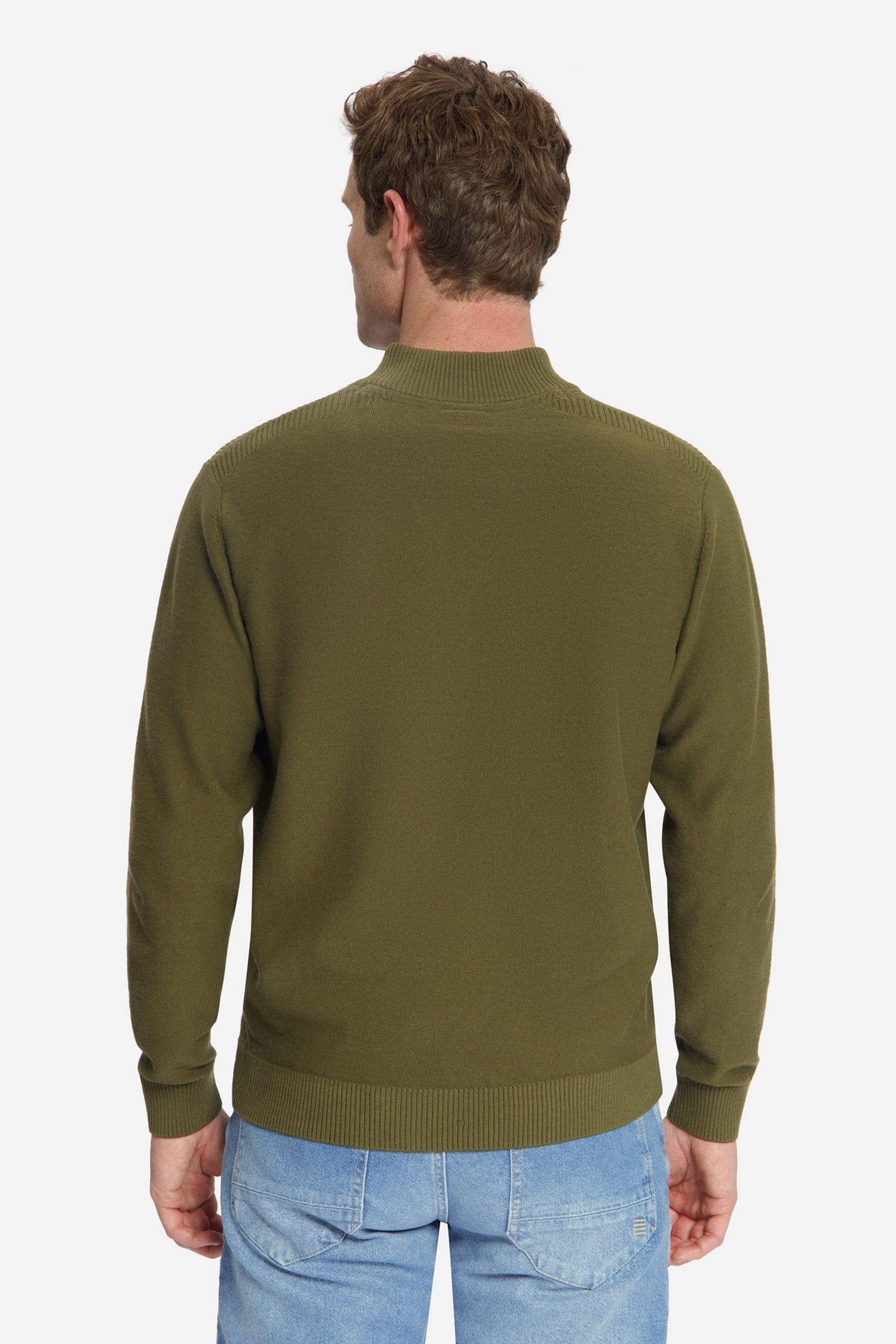 PULLOVER HALF ZIP SHOULDER DETAIL MOSS 4