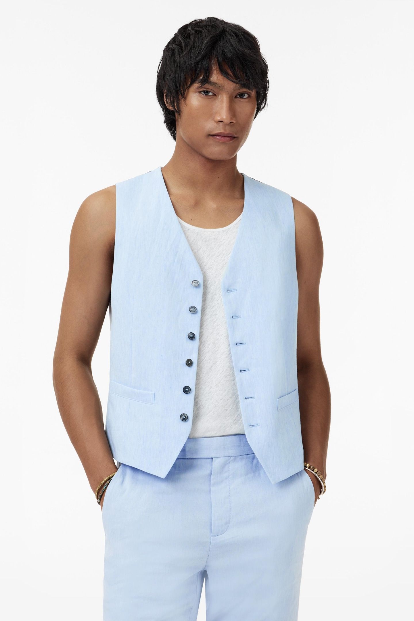 WOOSTER VEST - FRONT BODY DARTS VEST WIT STEEL BLUE 1