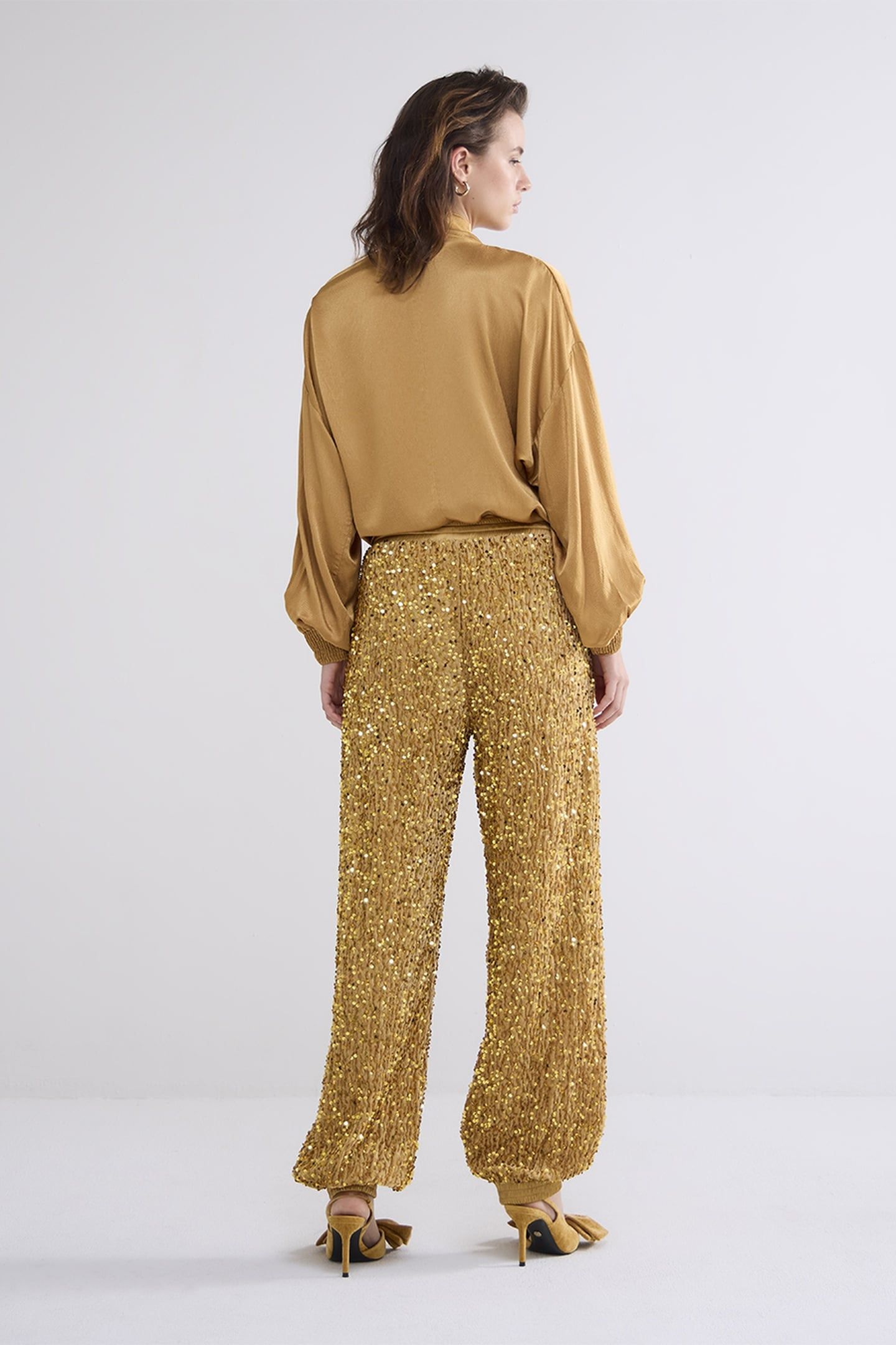 PANTS SEQUINS VELOURS CAMEL BROWN 2