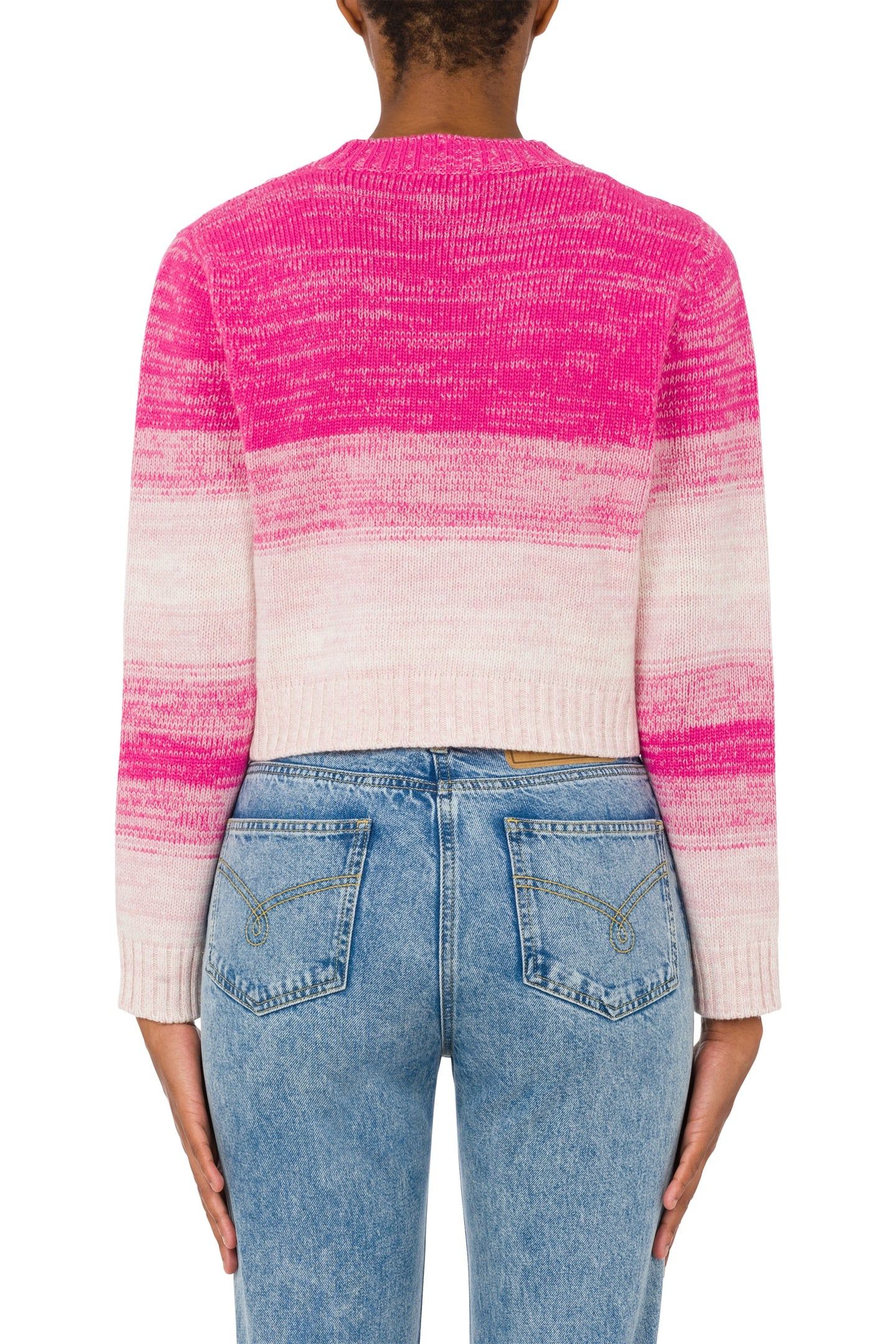 CROPPED PULLOVER IN DEGRADÉ WOOL BLEND PINK 2