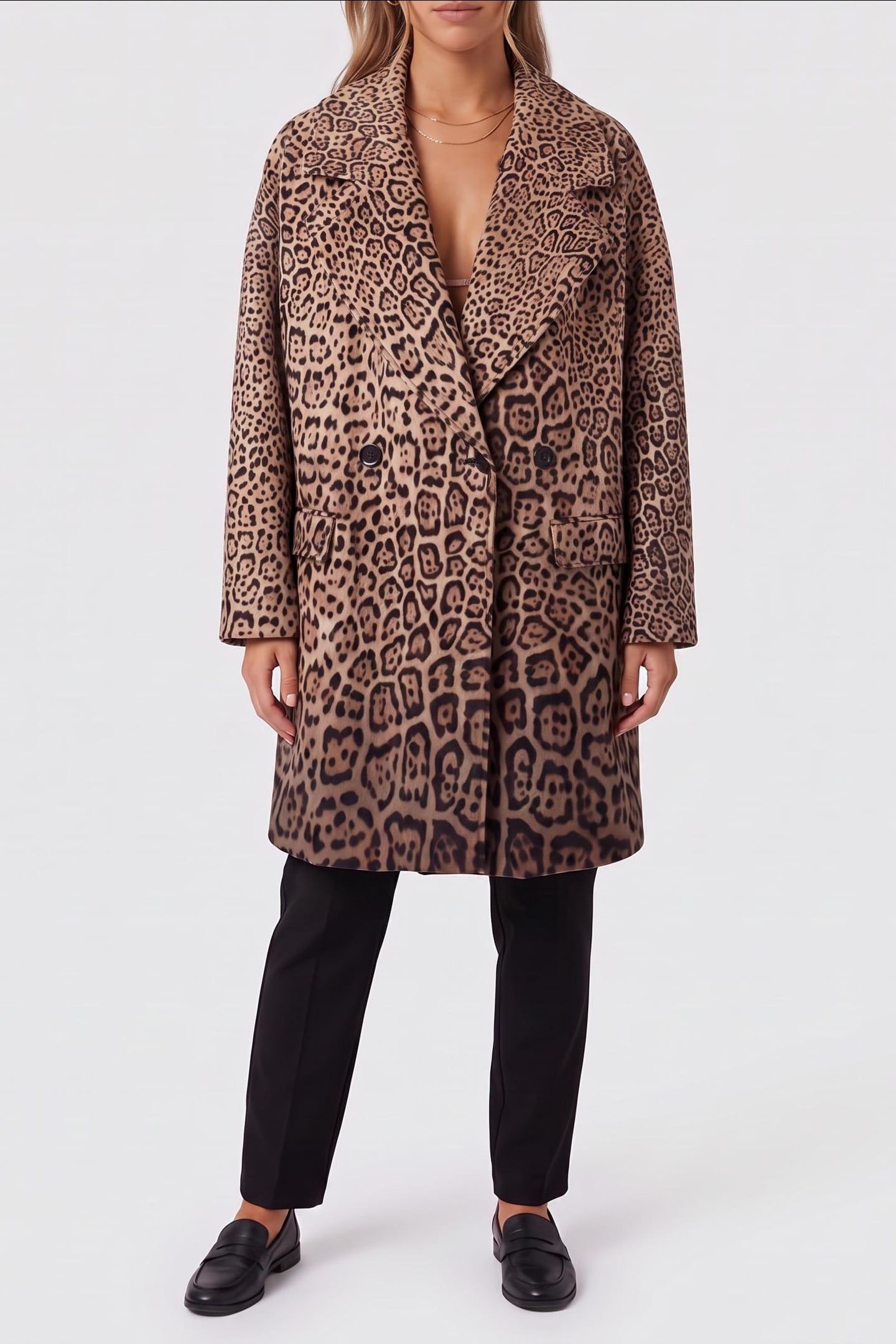 MINA DOUBLE BREASTED CHARMING LEOPARD DEG 1