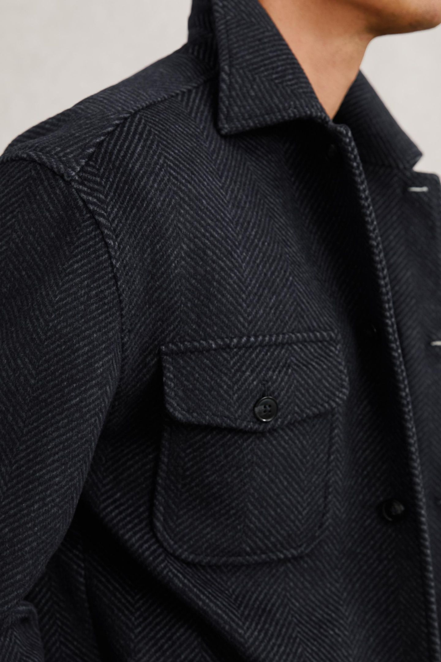 LS HERRINGBONE TWIN POCKET OVERSHIRT NAVY 7