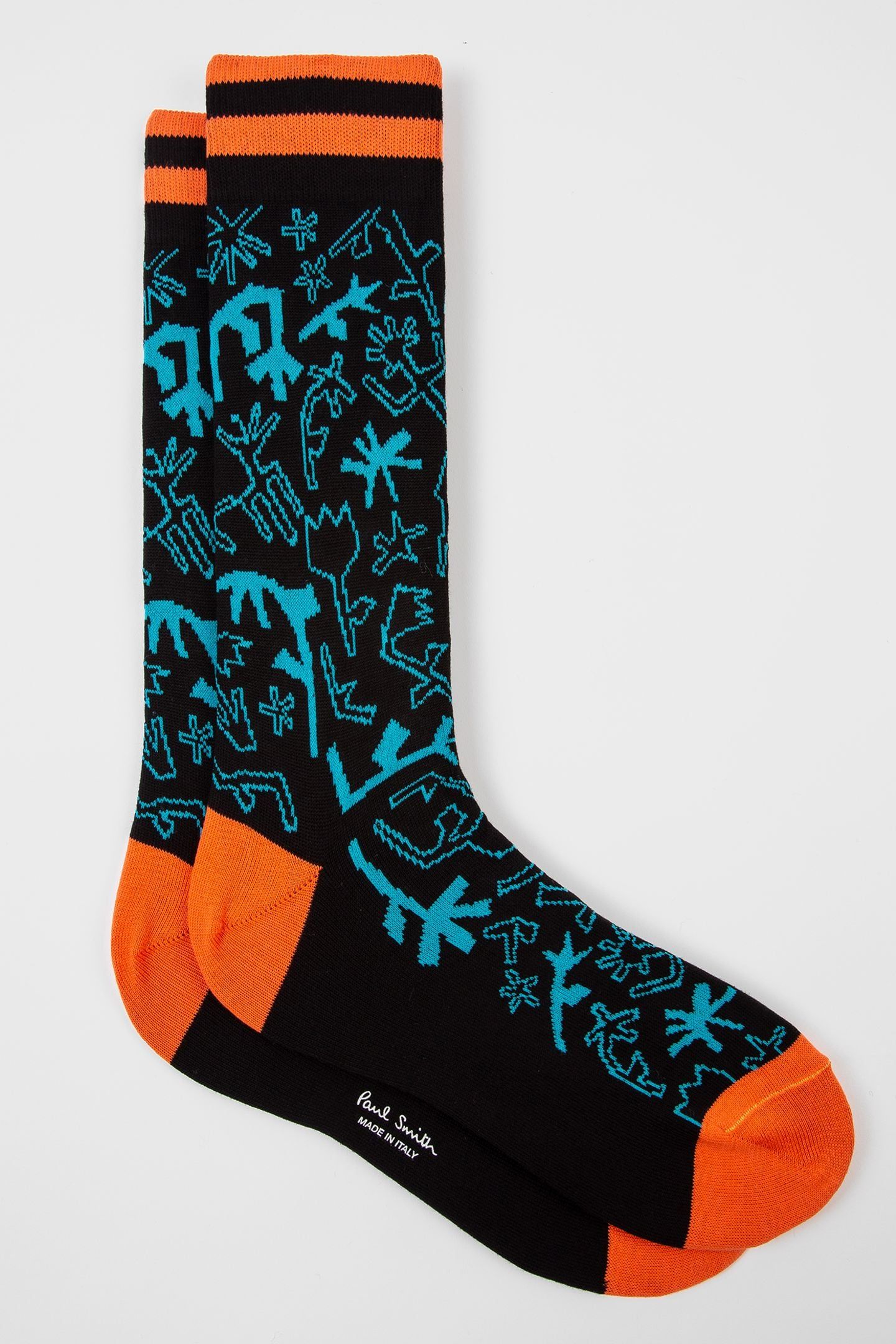 MEN SOCK DANCING FLOWERS BLACK 2