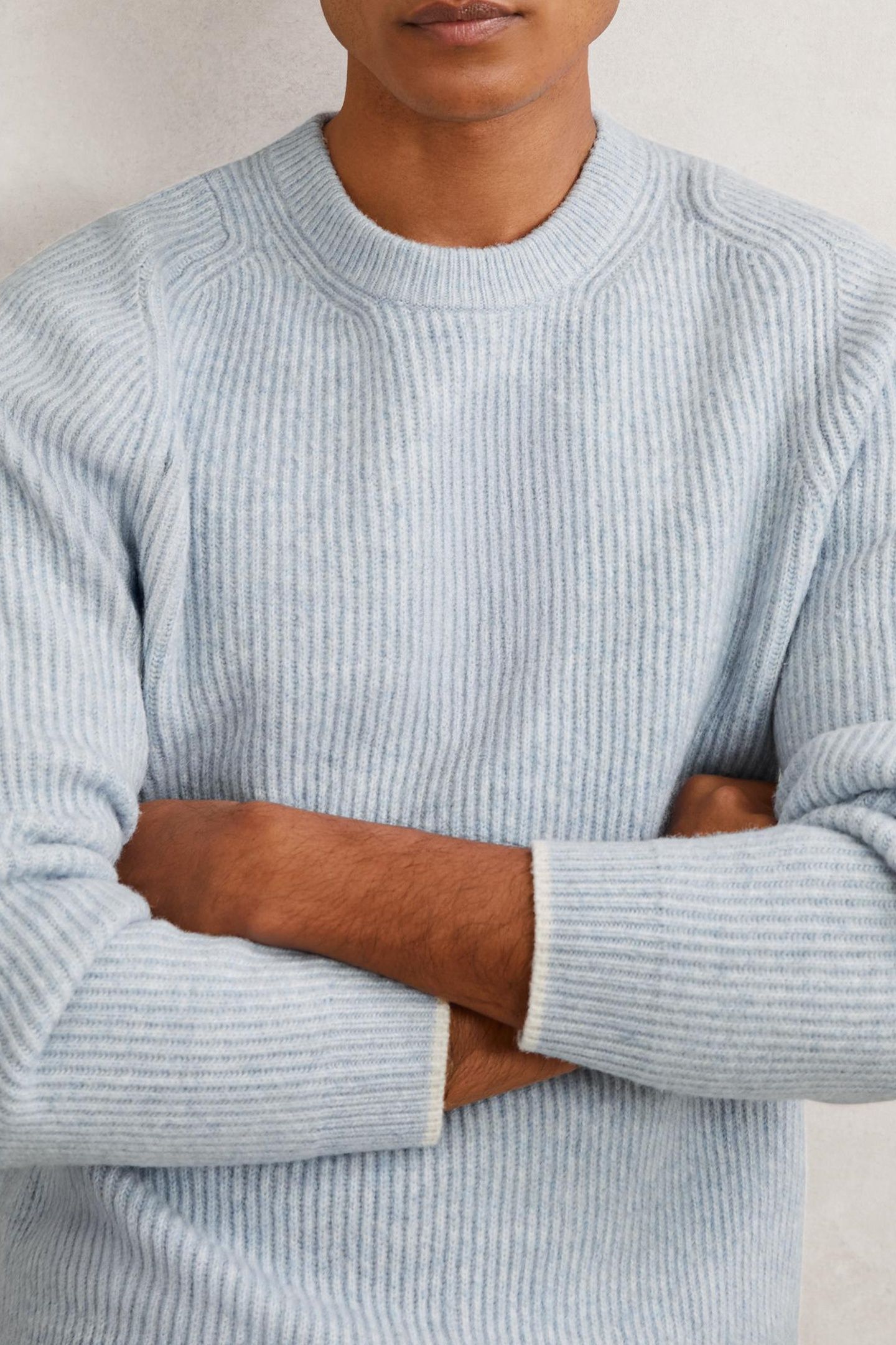LS CREW BRUSHED WOOL RIBBED JUMPER SOFT BLUE 4