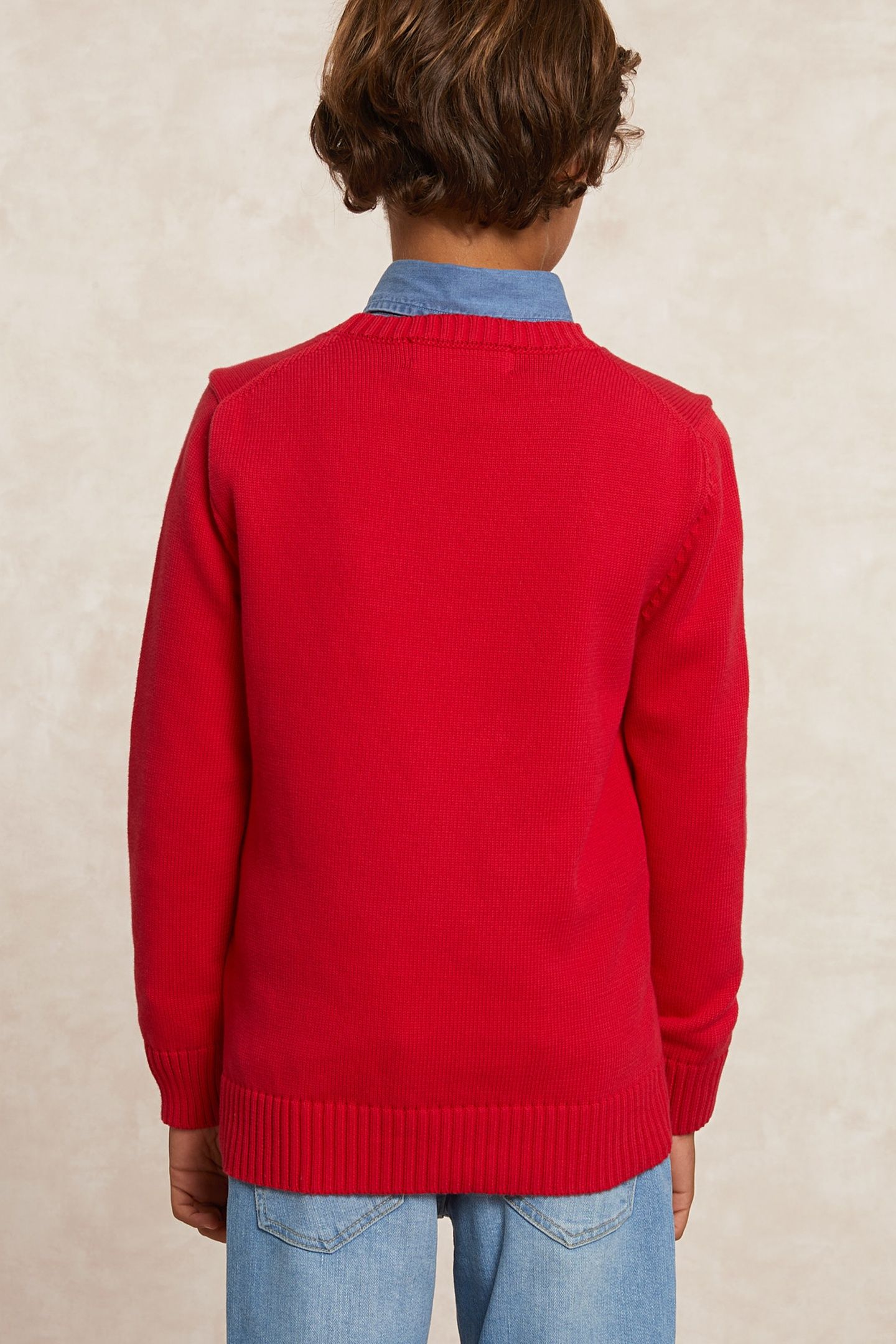 CUSTOM FIT COTTON FANTASY CREW NECK SWEATER HARVARD RED 2