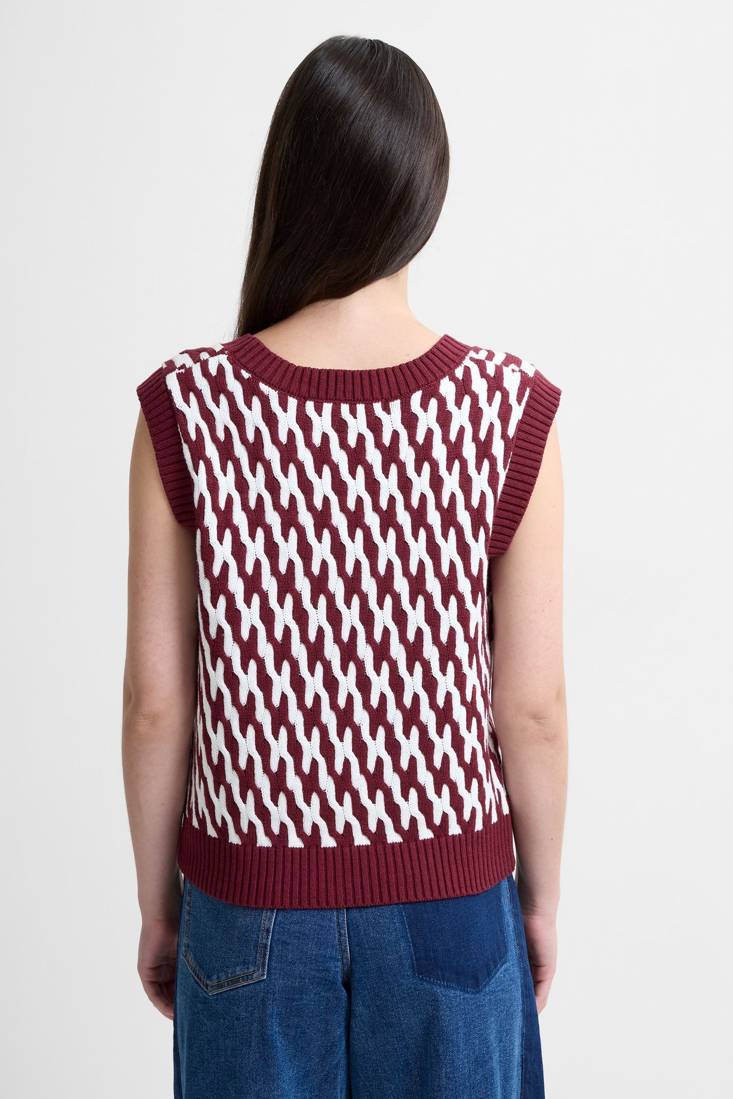 KLARA FLEC STRIPED VEST PORCELAIN /BORDEAUX 3