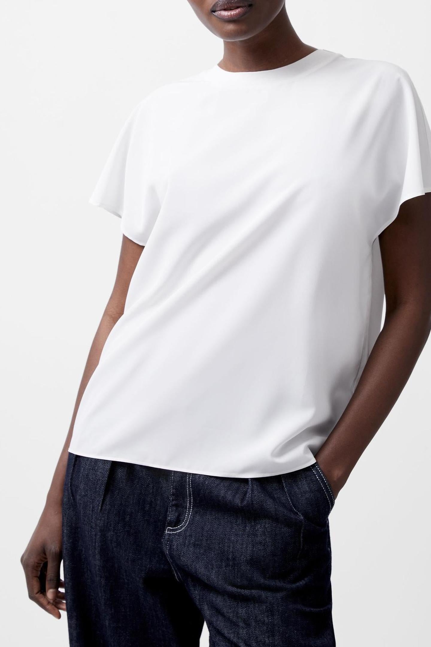 CAPRINA CREPE CREW NECK TOP WINTER WHITE WINTER WHITE 1