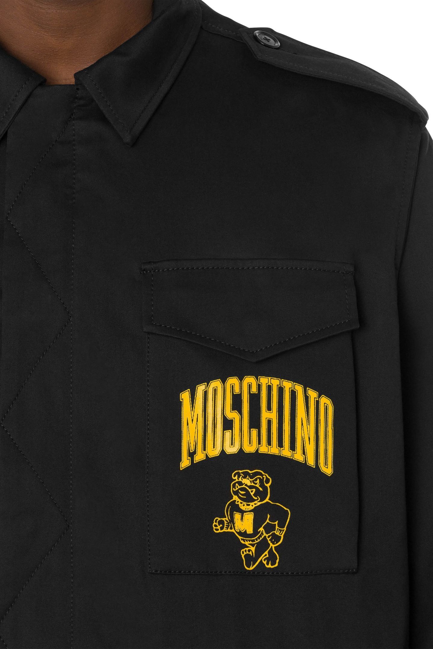 MOSCHINO VARSITY MATTE SATIN JACKET BLACK 4