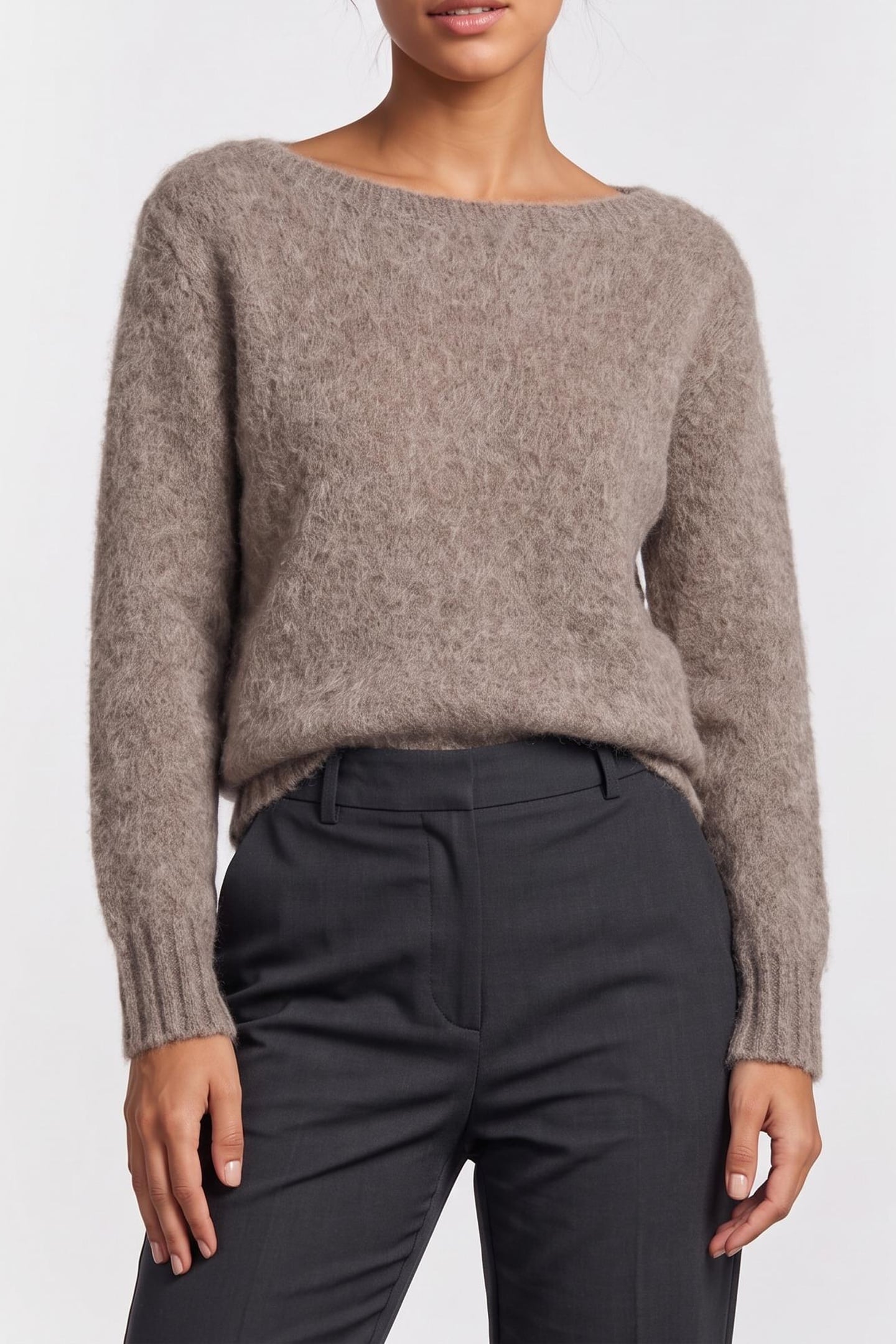 AGNES BOAT NECK TOP SILK TAUPE MULTI 1
