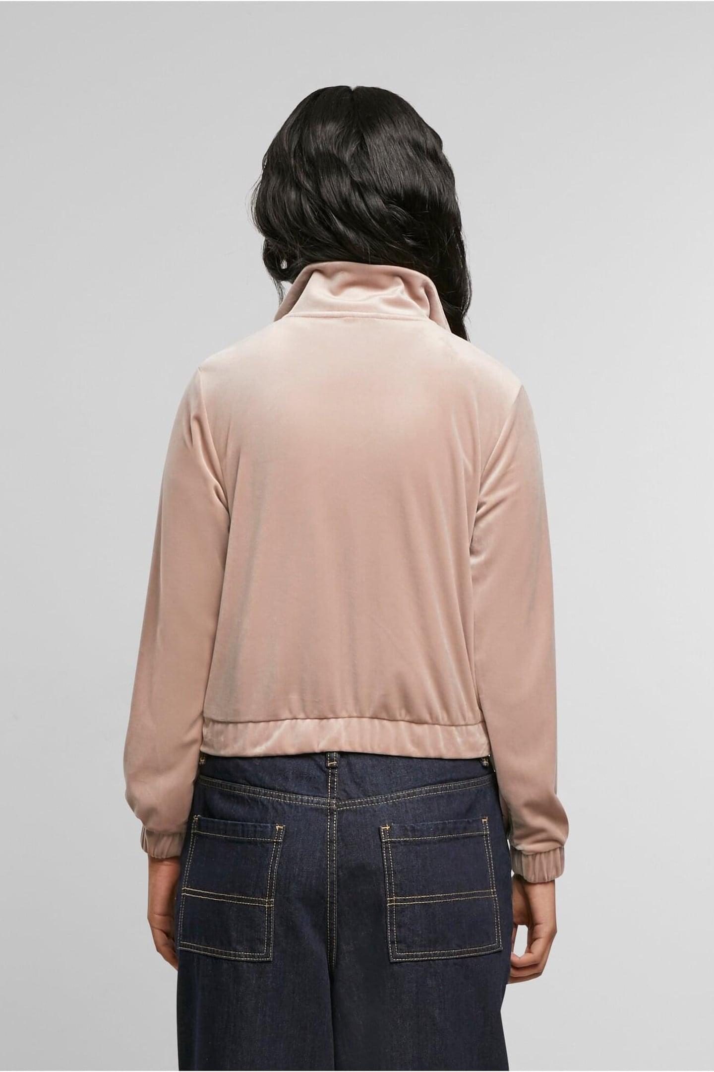 LADIES SHORT VELVET TRACK JACKET DUSKROSE 2