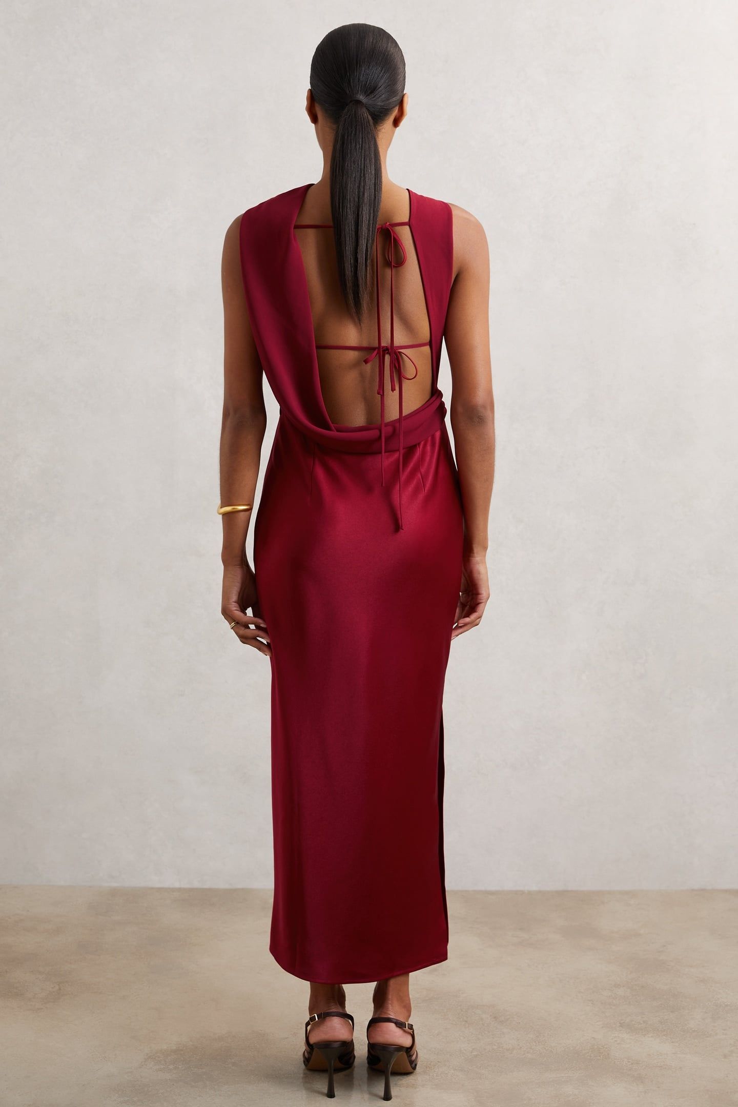 BACK DETAIL MIDI DRESS RED 2