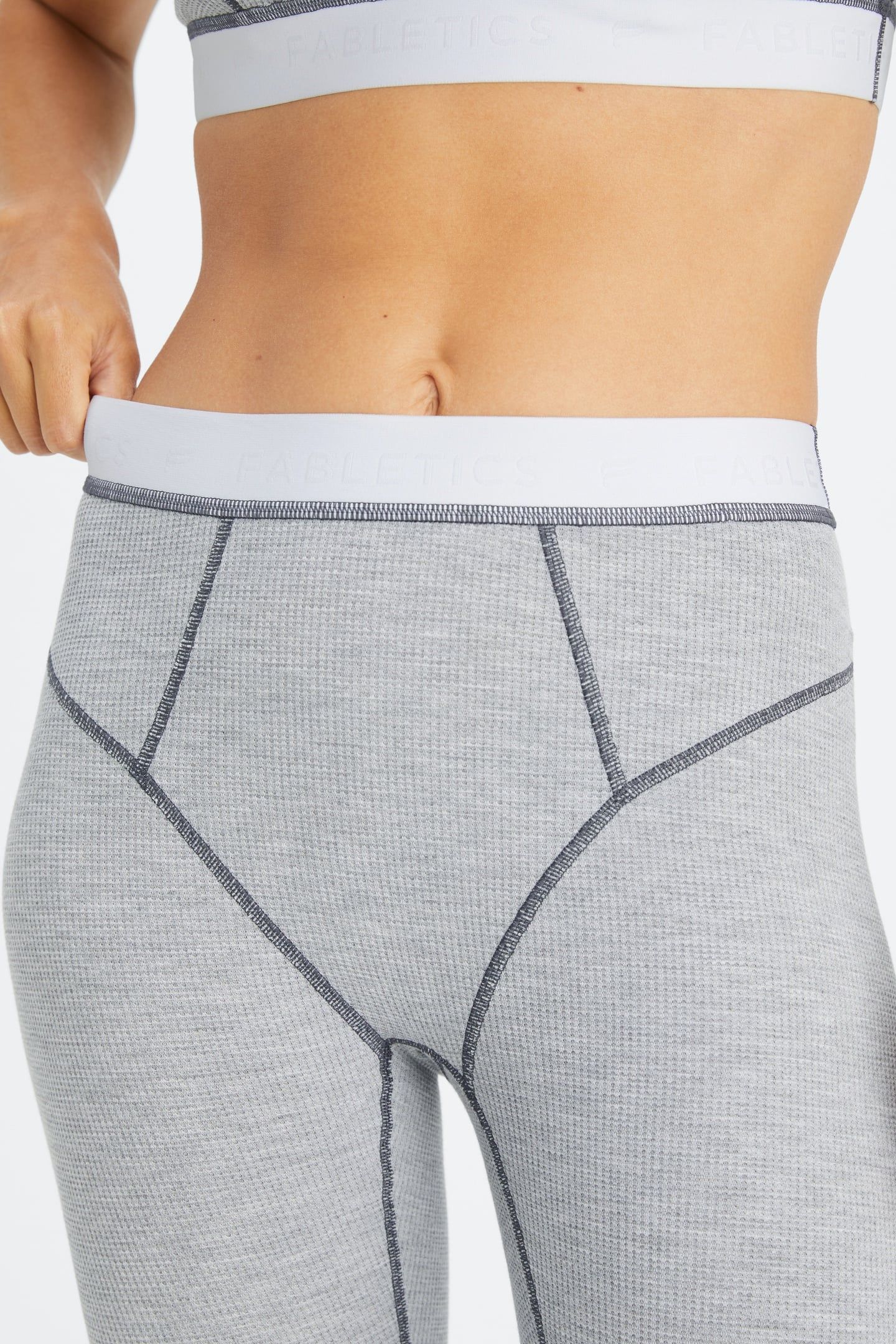 FABLETICS WAFFLE LEGGING CLASSIC GREY HEATHER/WHITE 5