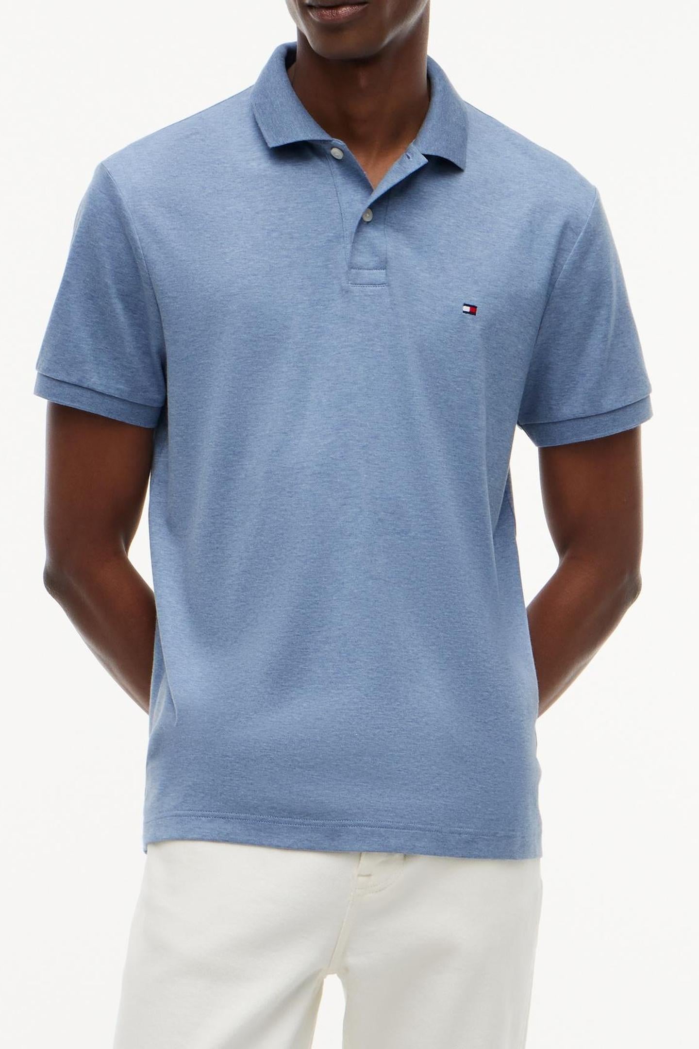 LIQUID COTTON REGULAR POLO HEATHERED BLUE 1