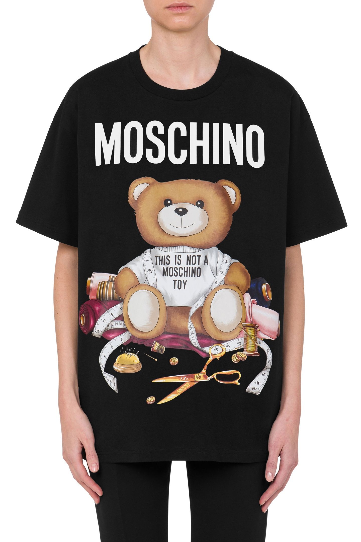 SARTORIAL TEDDY BEAR ORGANIC JERSEY T-SHIRT BLACK 1