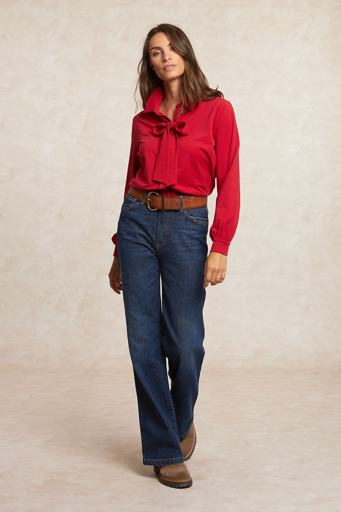 BUTTONED BLOUSE WITH BOW RED 1