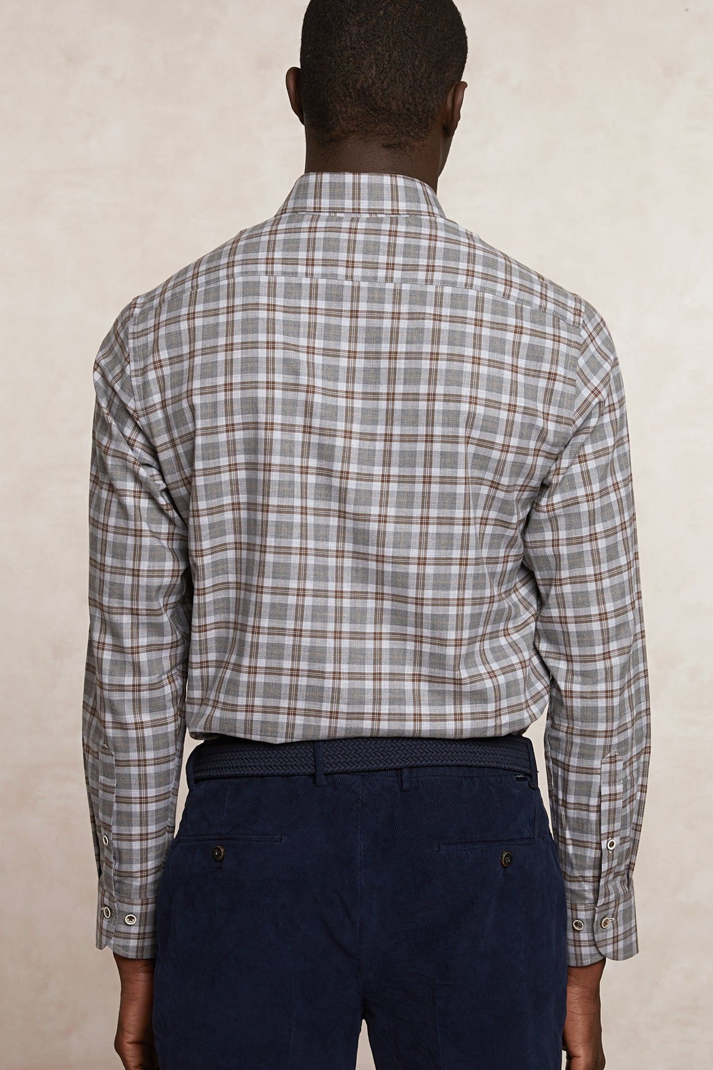 CUSTOM FIT CHECKED SHIRT BEIGE/BROWN 2