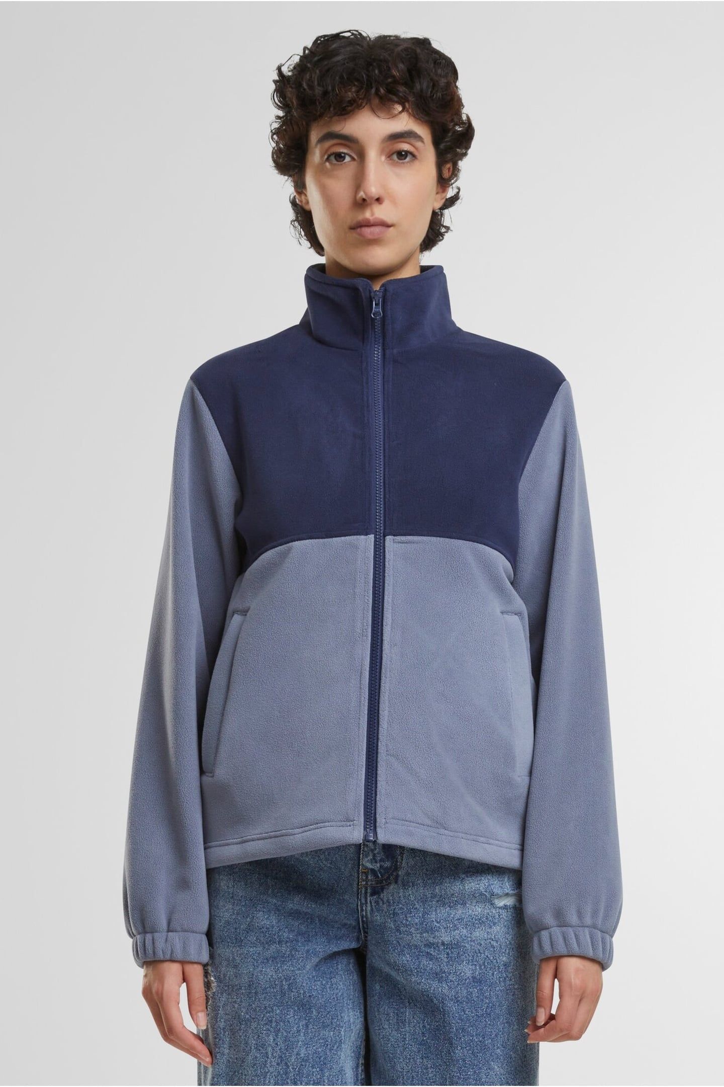LADIES DOUBLE POLARFLEECE JACKET NAVY/CLOUDSKY 1