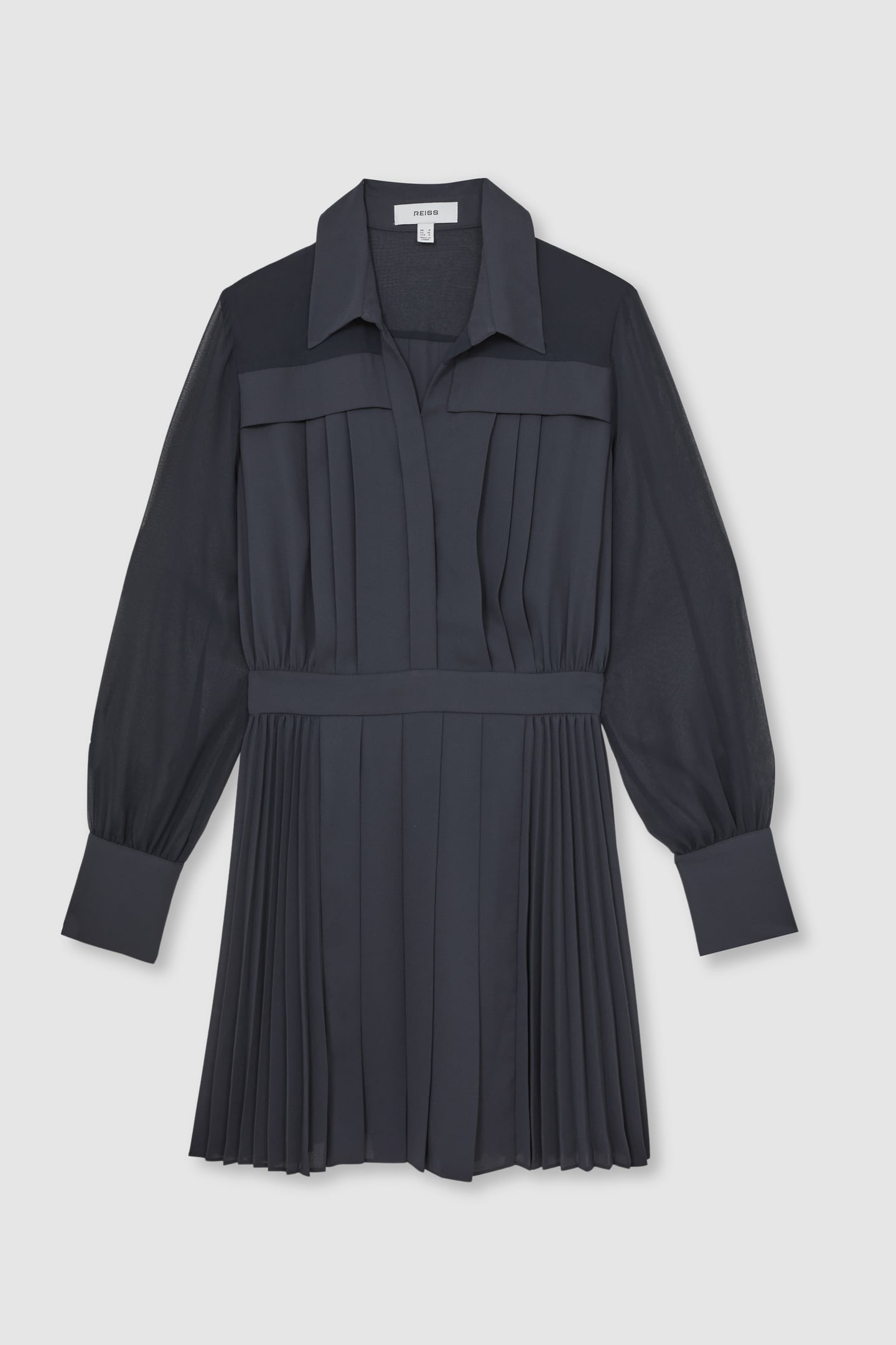 PLEAT FLIPPY MINI DRESS NAVY 4
