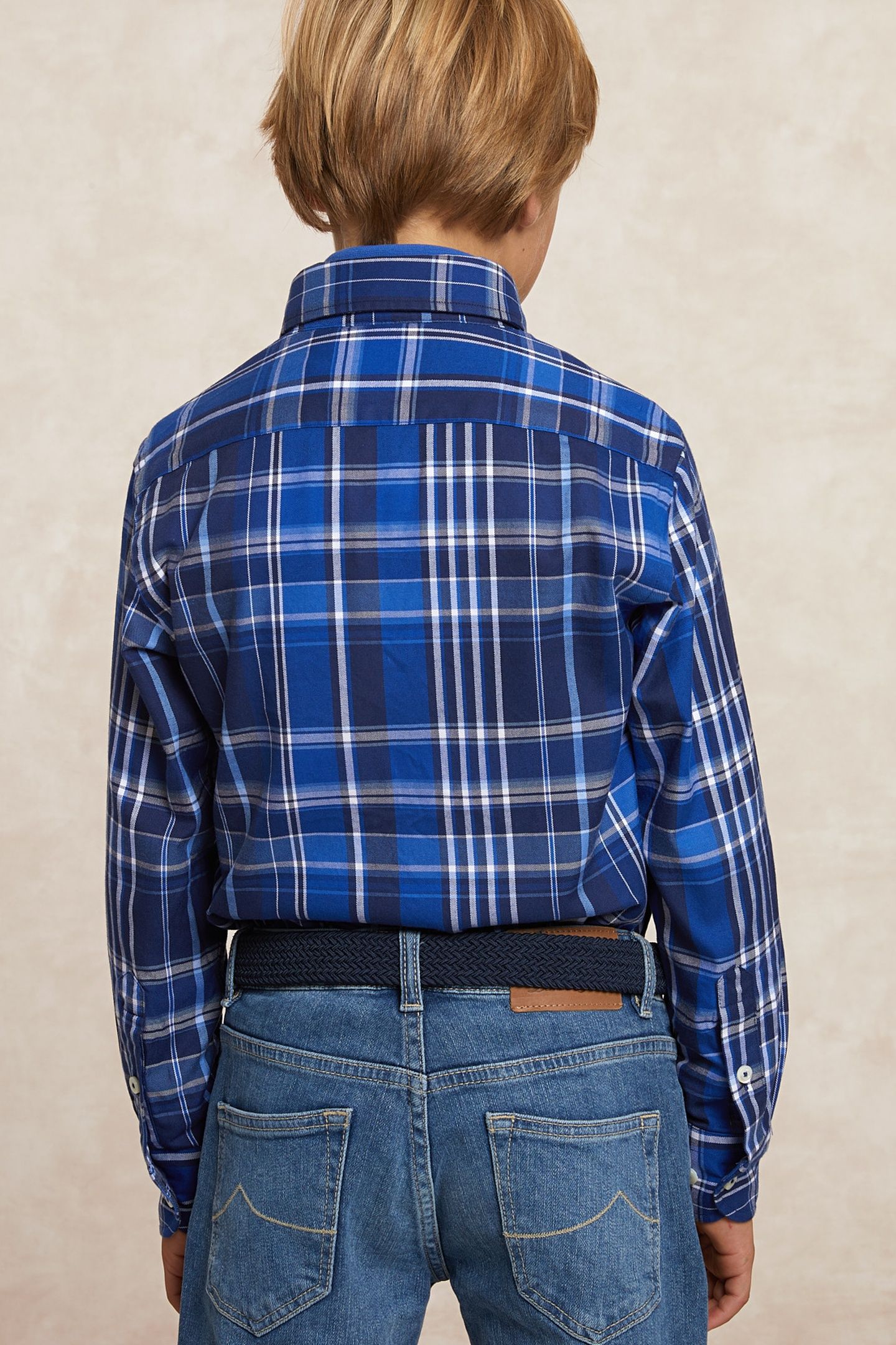 CUSTOM FIT CHECKED FLANNEL SHIRT BLUE/WHITE 2
