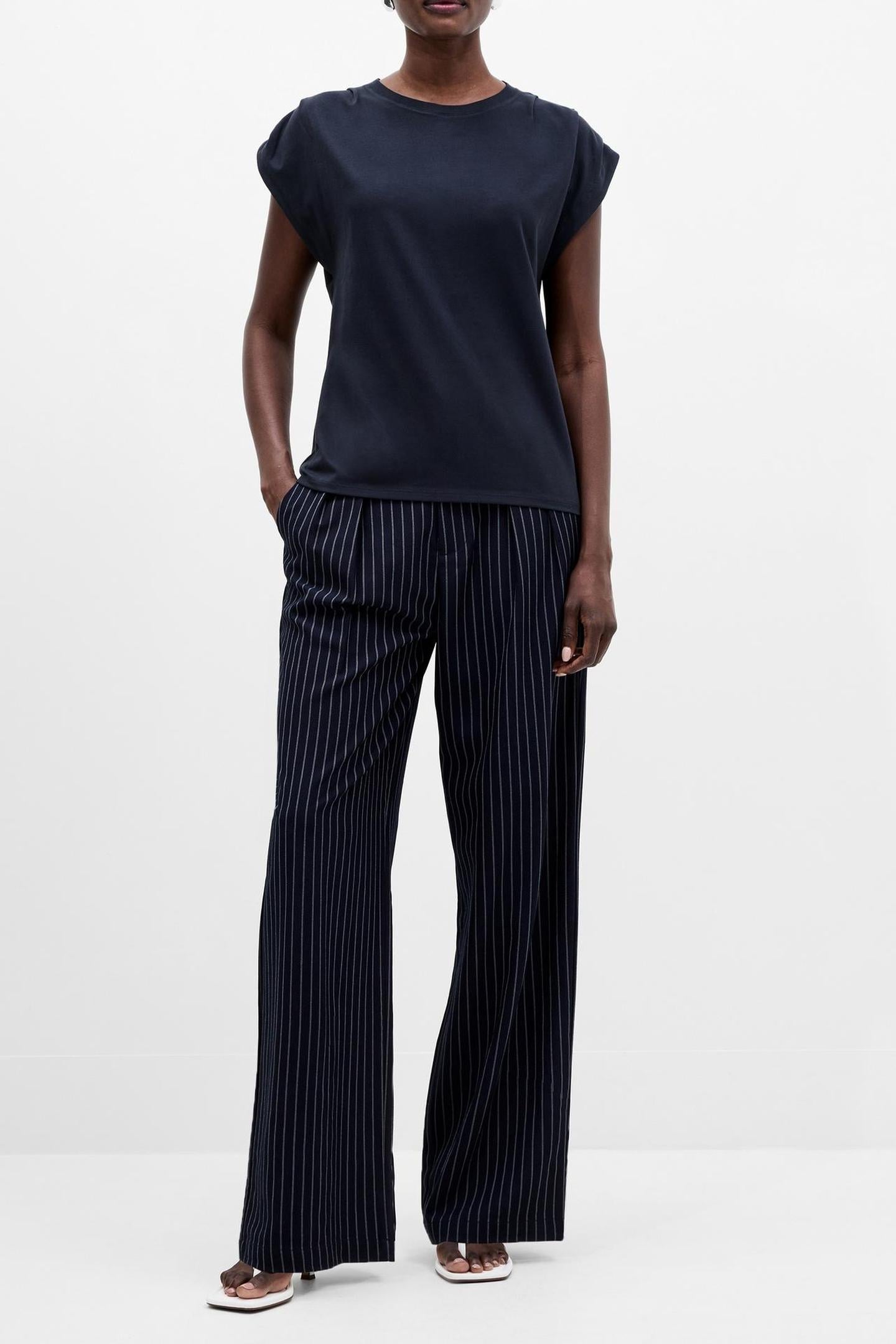 RALLIE PLEATED SHOULDER TEE NAVY NAVY 1