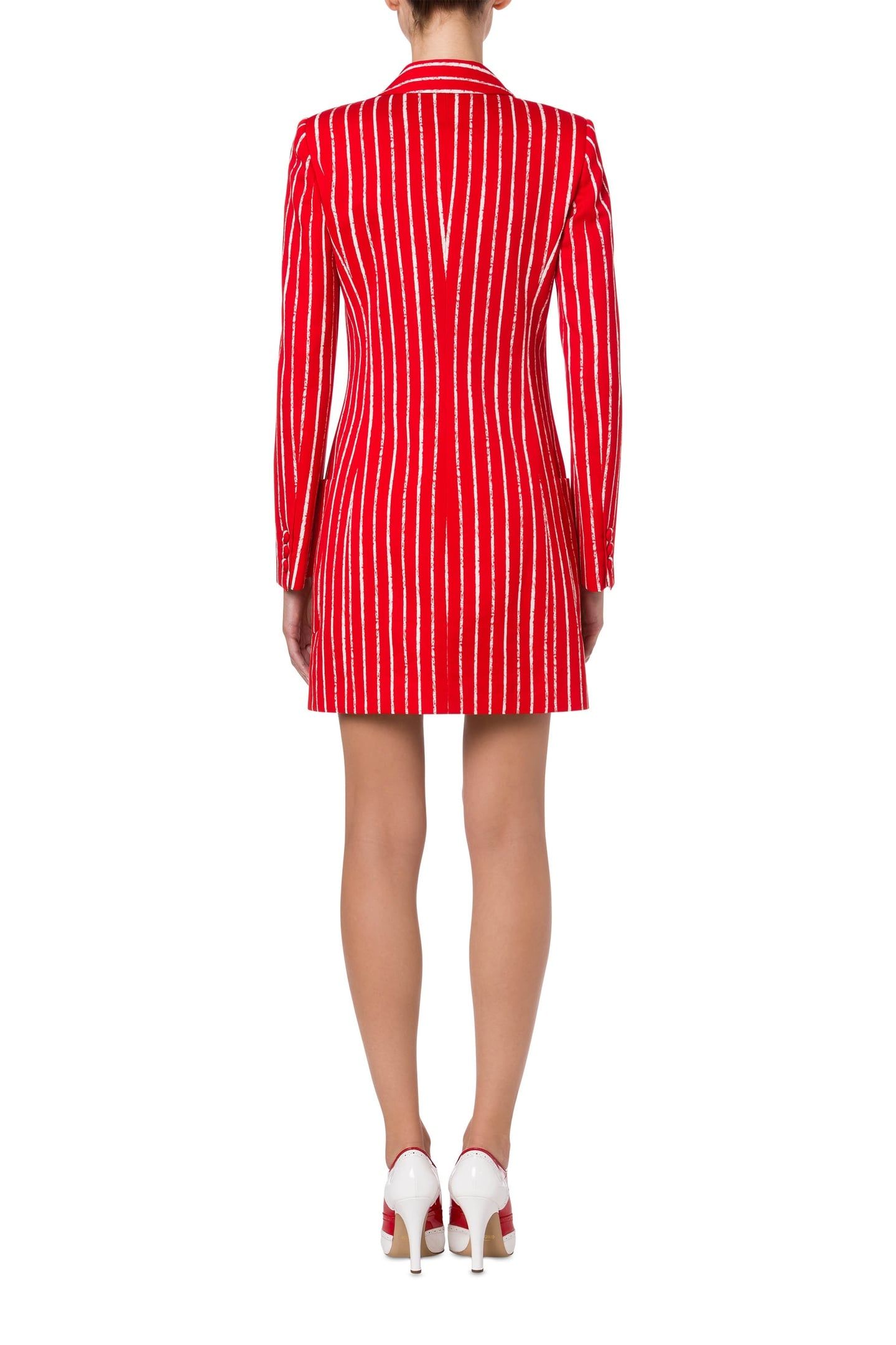 ROBE MANTEAU IN TWILL PINSTRIPES RED 2