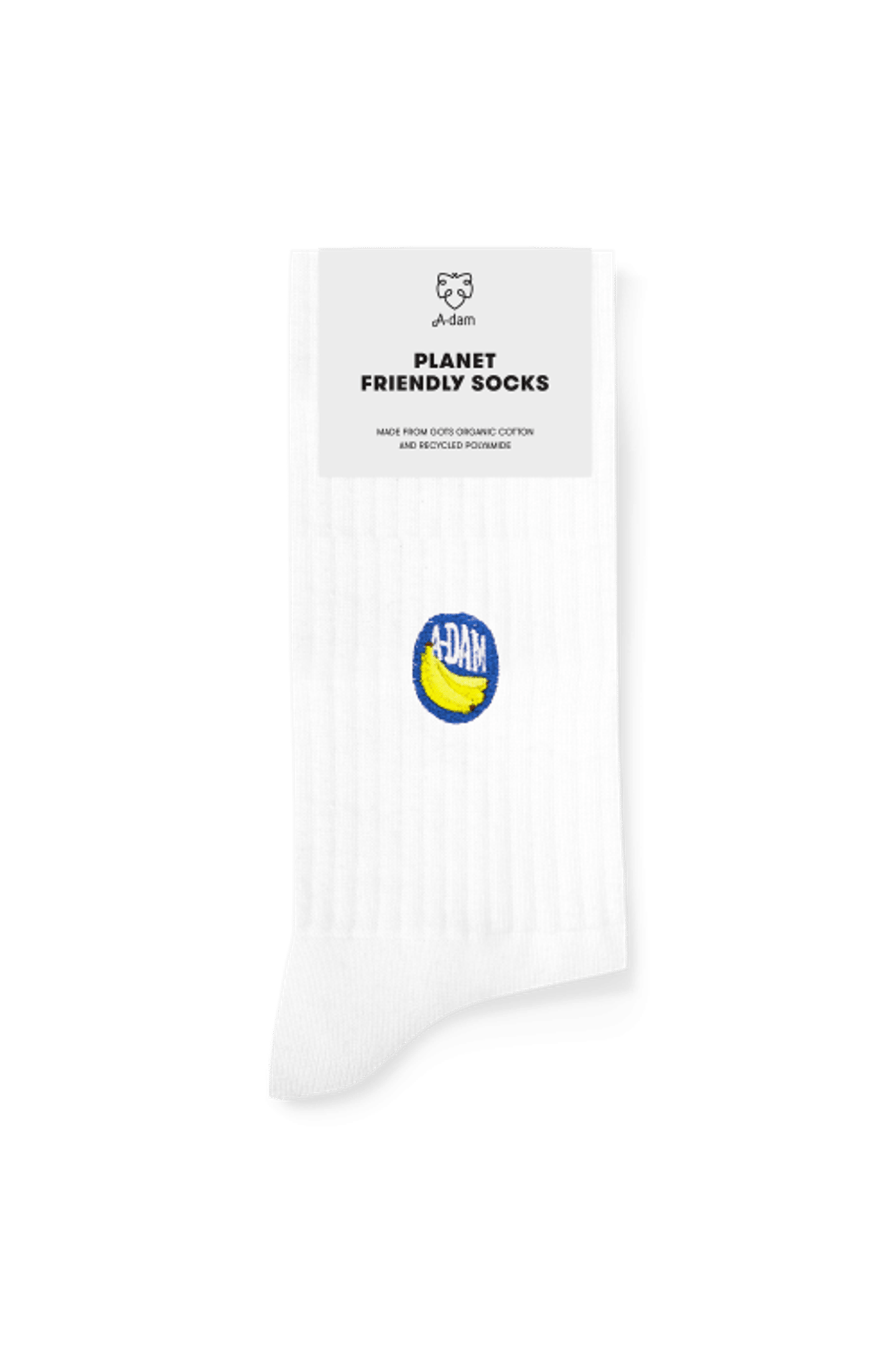 A-DAM 3-PACK CREW SOCKS WHITE BANANA STICKER WHITE 2
