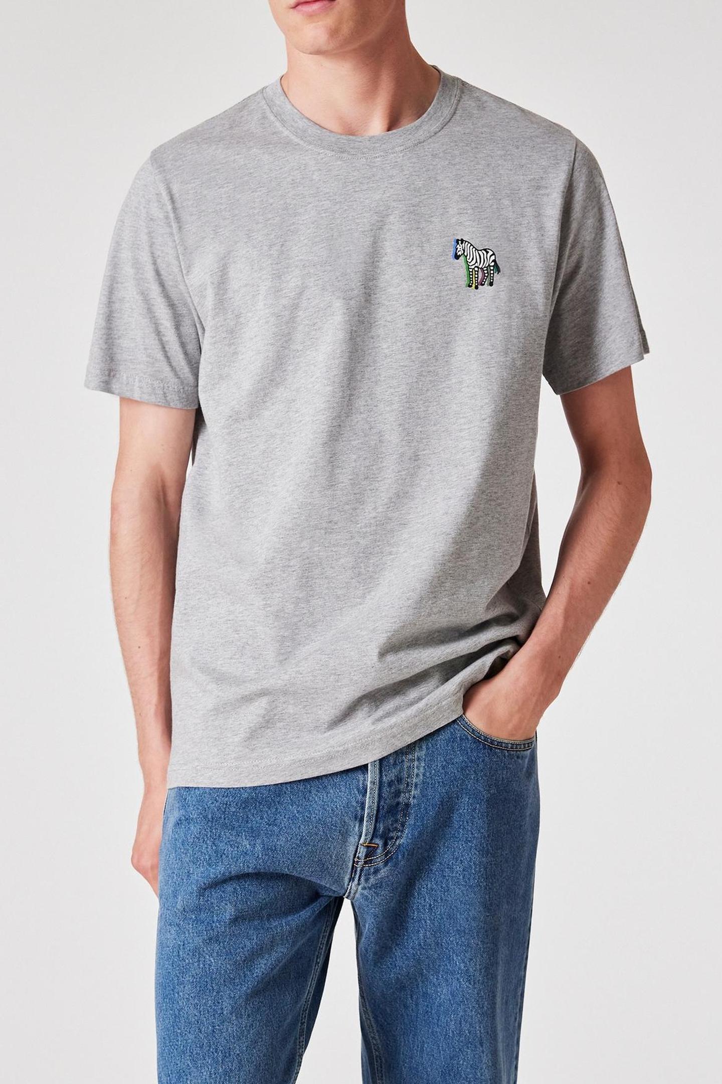 MENS REG FIT SS T SHIRT ZEBRA PUFF GREY MELANGE 1