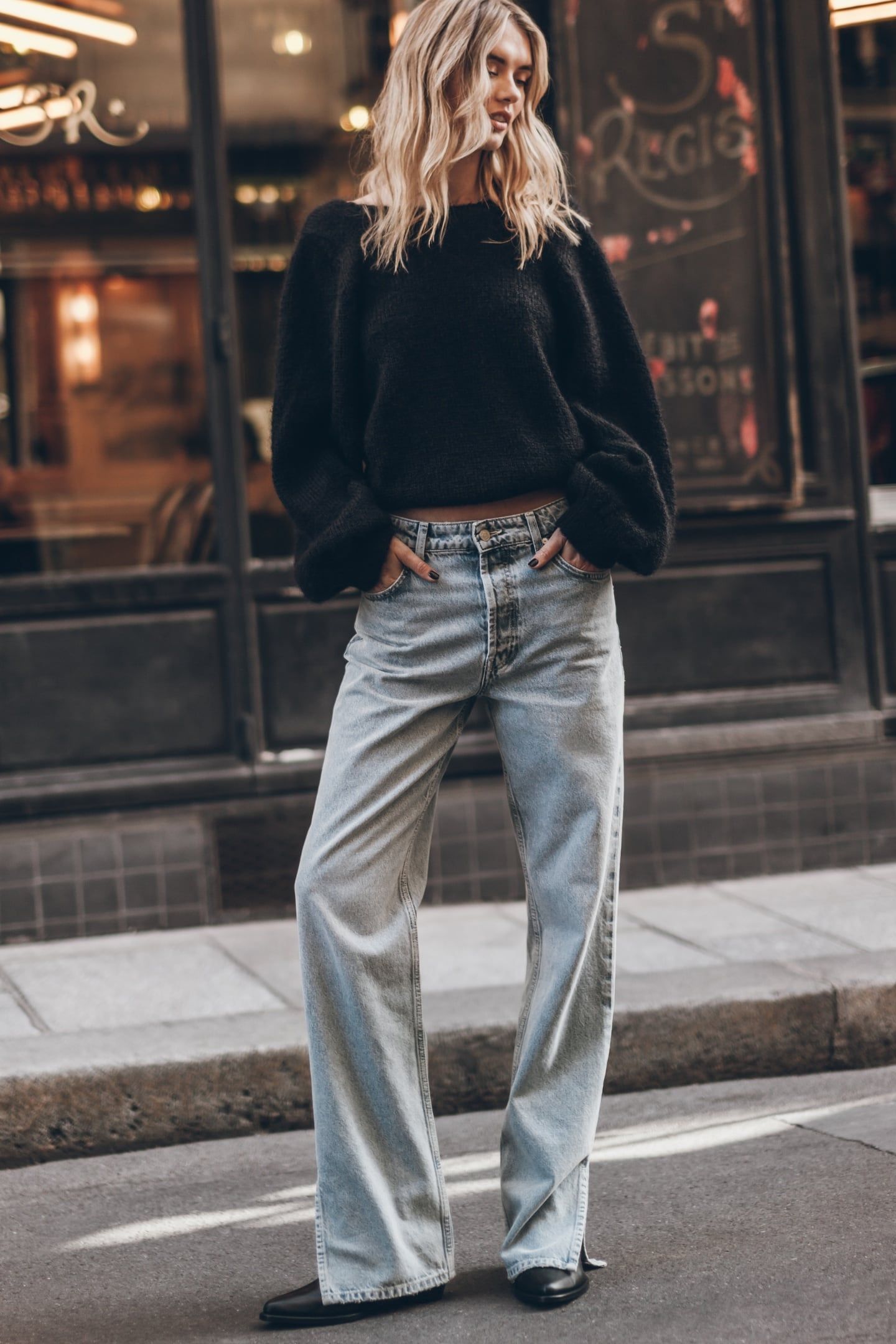 THE BLACK LOW BACK KNOTTED KNIT SWEATER BLACK 1