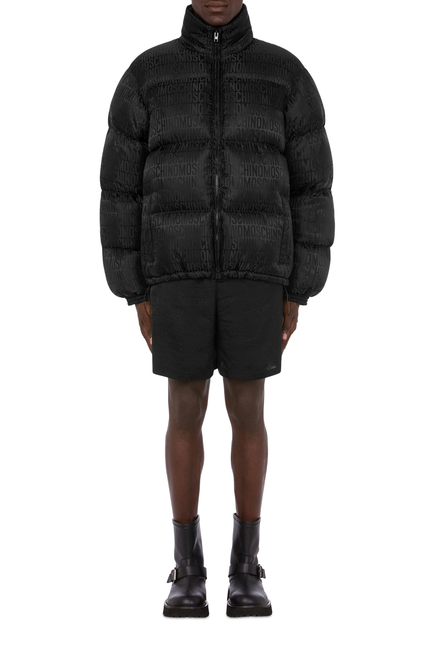 ALLOVER LOGO JACQUARD NYLON DOWN JACKET BLACK 1