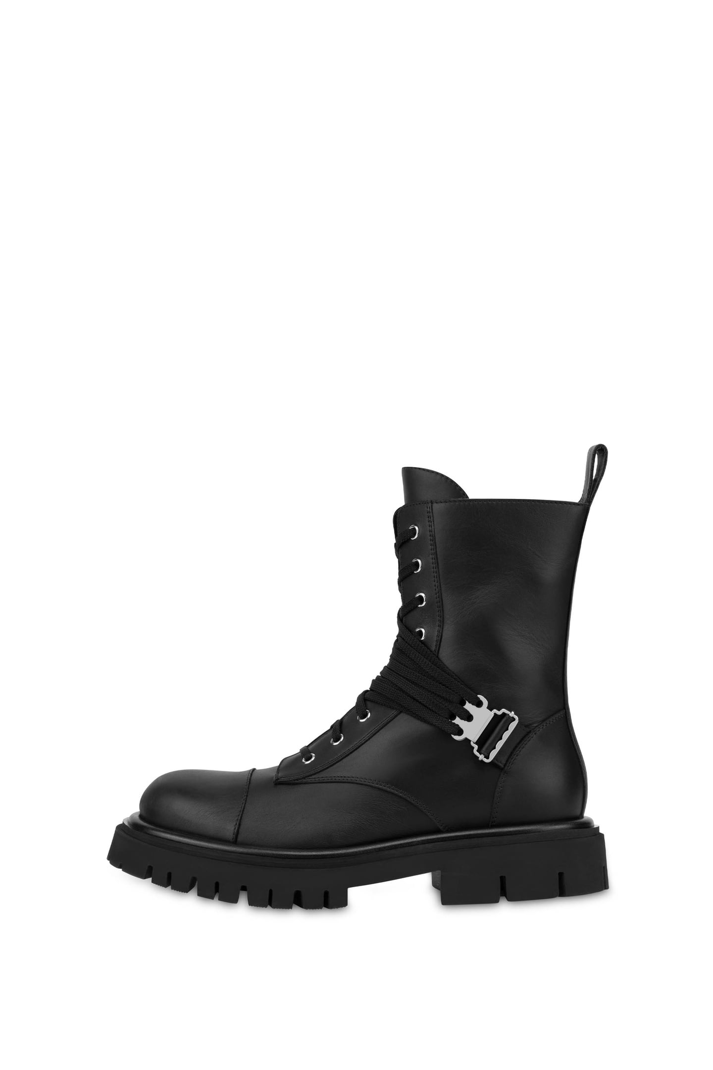 CALFSKIN COMBAT BOOT WITH LACES BLACK 1