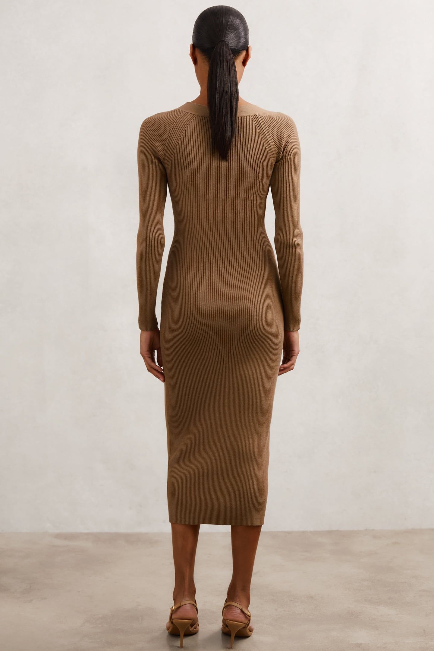 KNITTED MIDI DRESS CAMEL 2