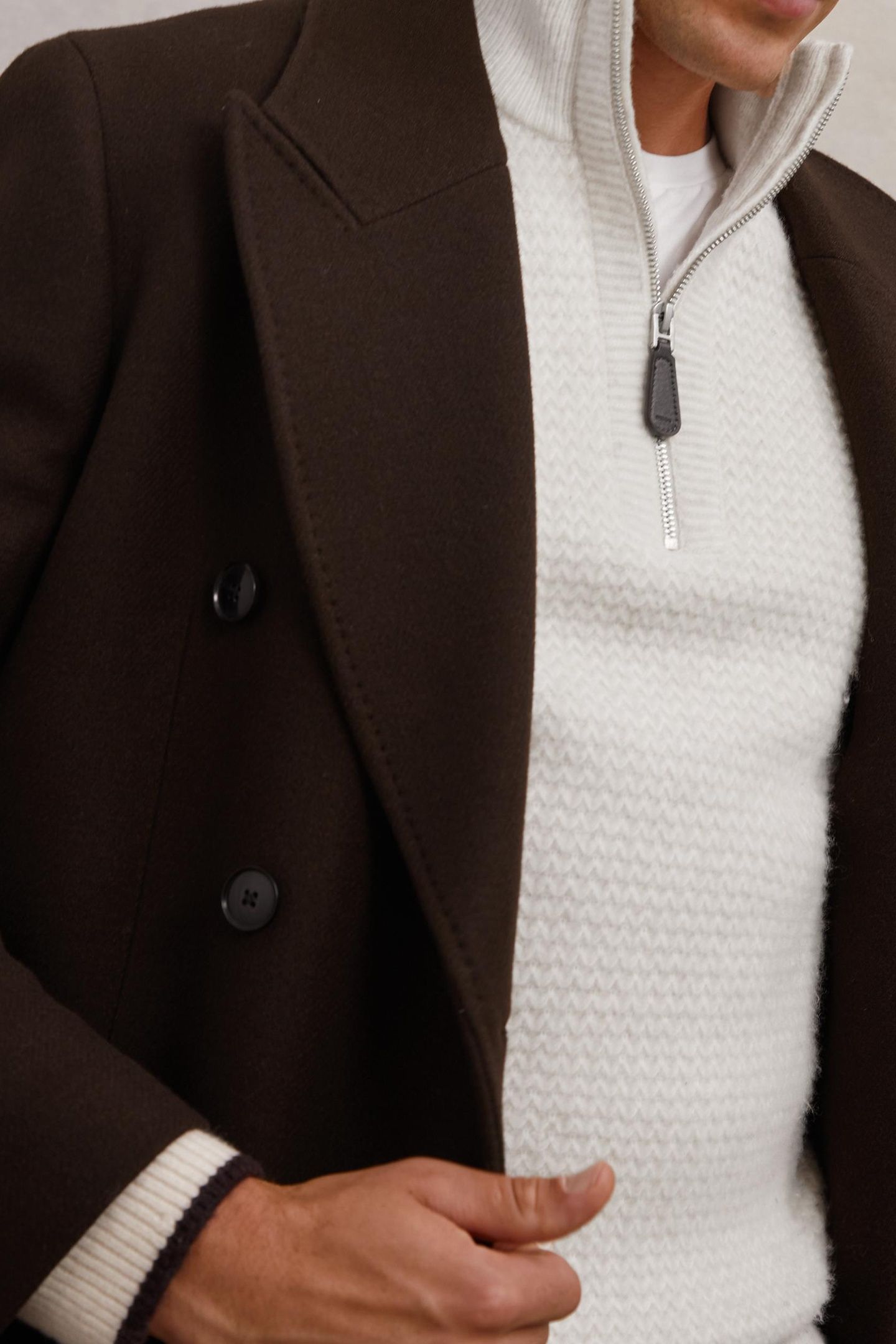 LS HALF ZIP BRUSHED RIBBED JUMPER WINTER WHITE 6