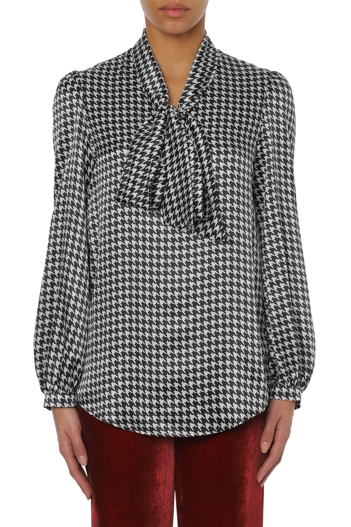 MACRO HOUNDSTOOTH BLOUSE BLACK 1