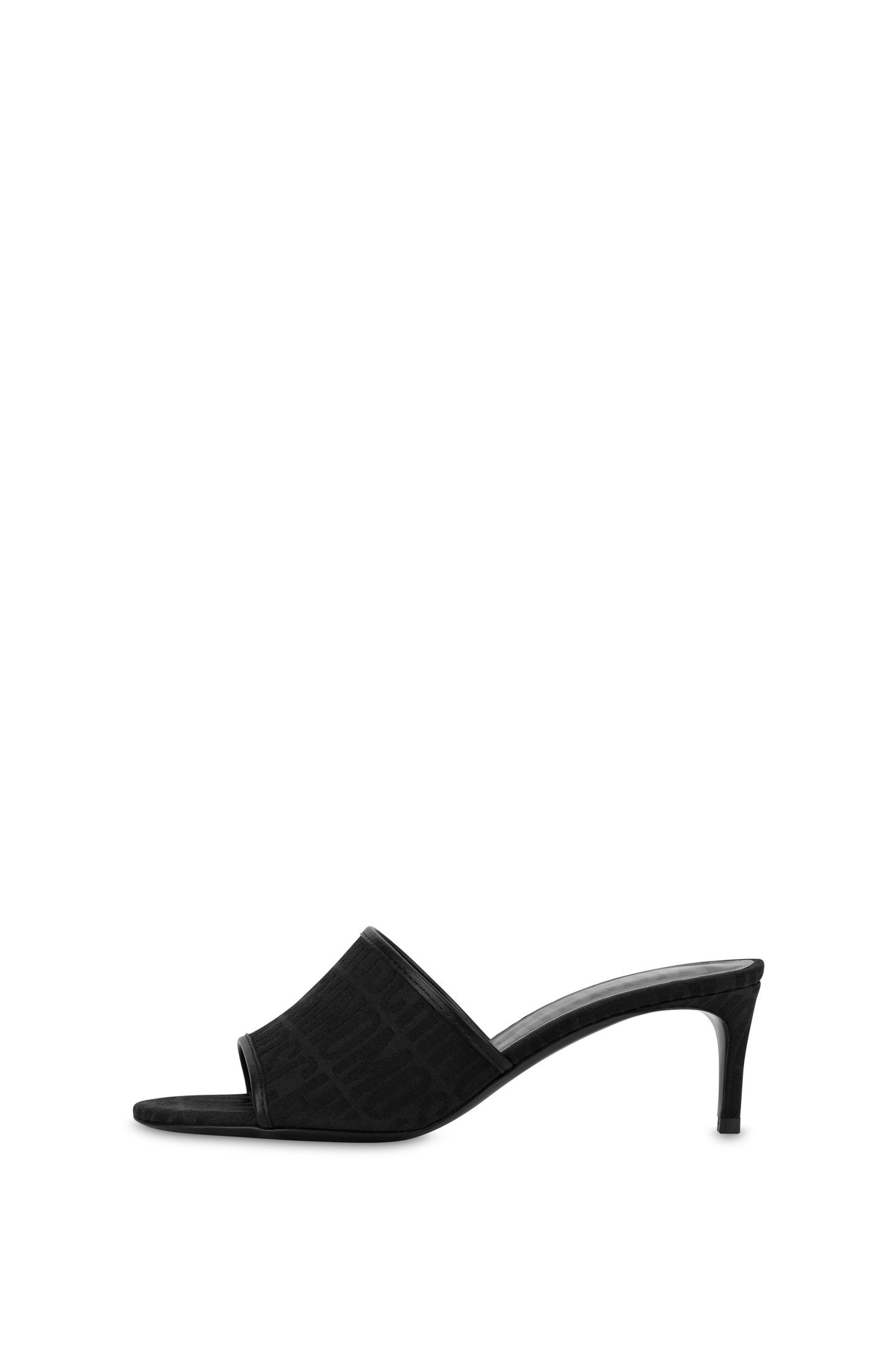 NYLON HEELED SANDALS ALLOVER LOGO BLACK 1
