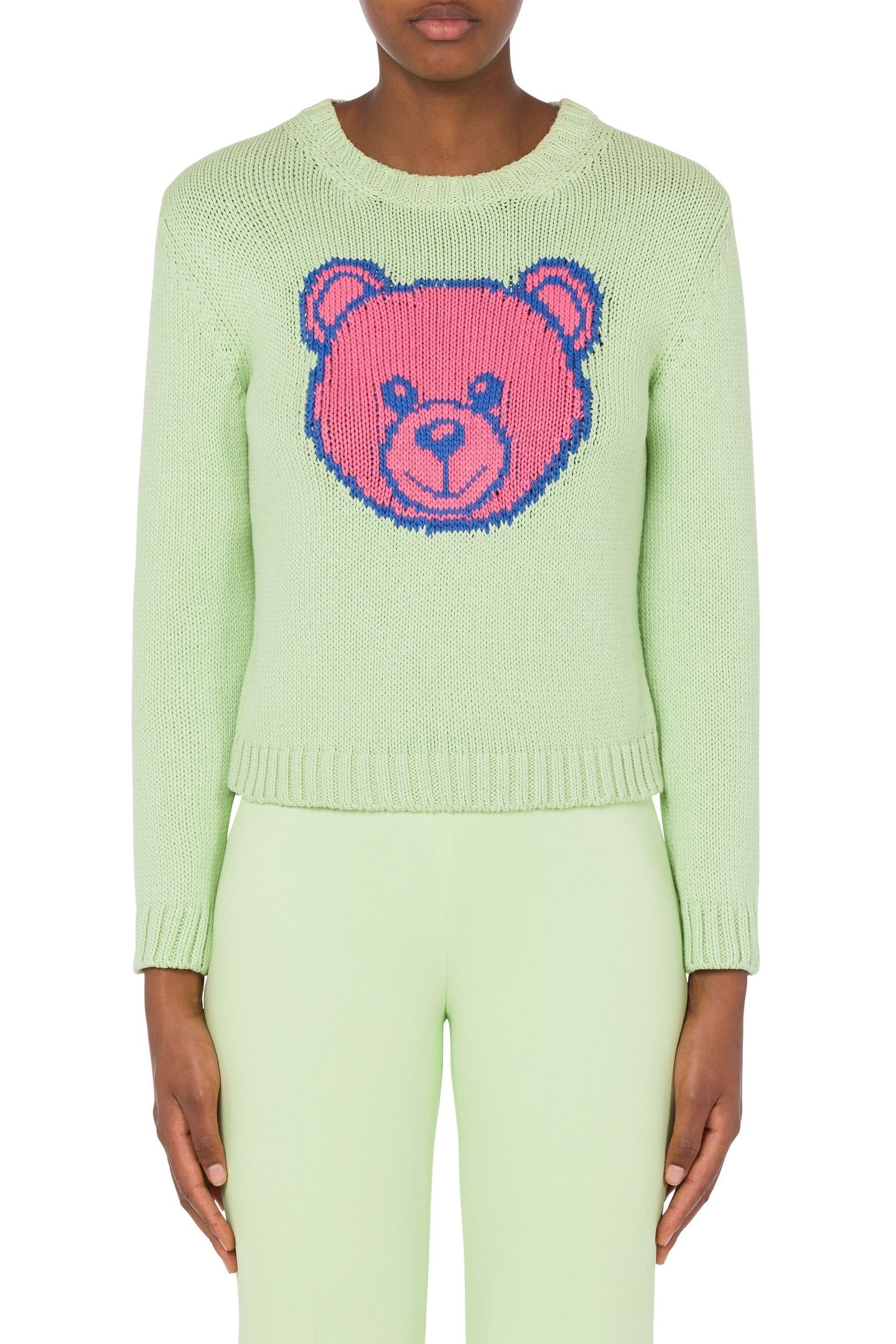 MOSCHINO TEDDY BEAR COTTON PULLOVER GREEN 1