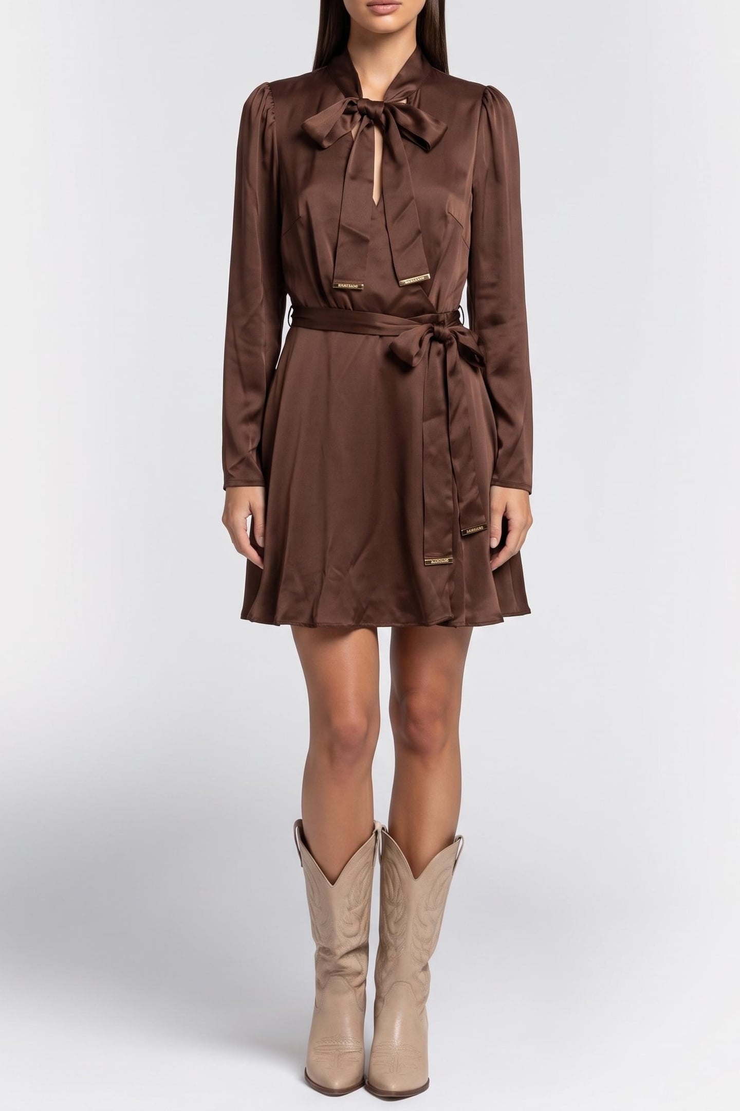 ALANIS WRAP W/TIE LS RICH BROWN 1