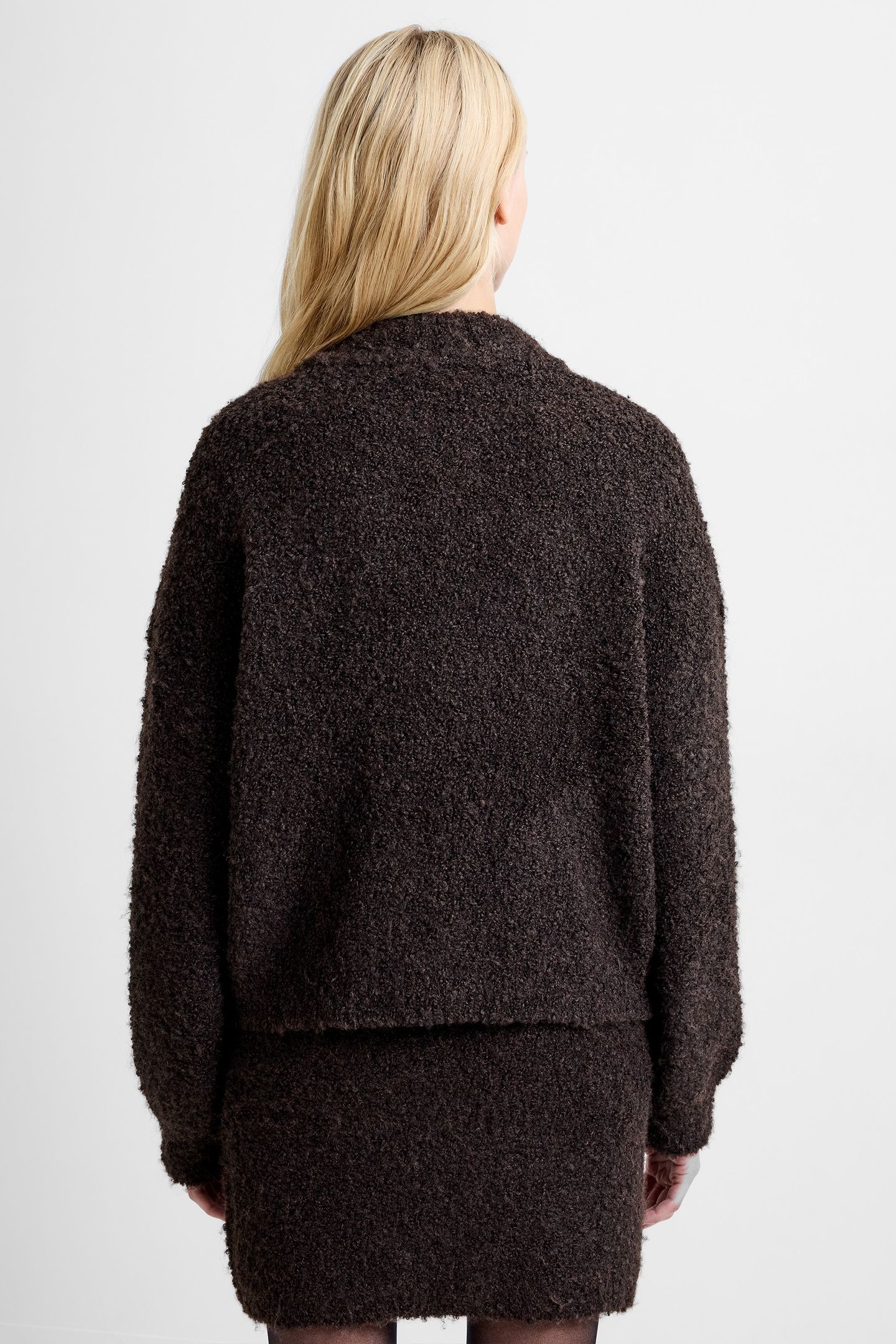 RENEE BOUCLE LS ZIP THROUGH BITTER CHOCOLATE 2