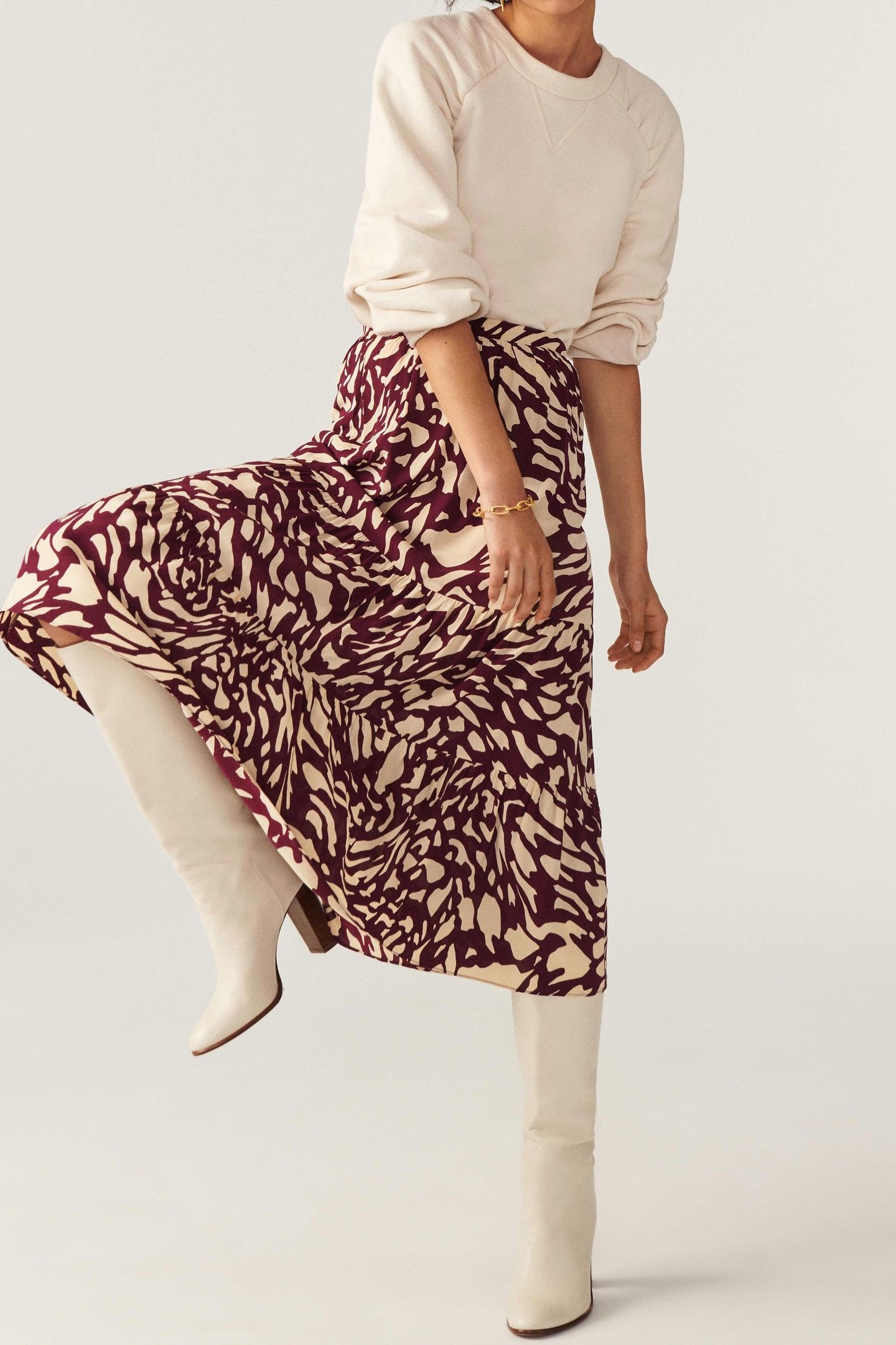 MID-LENGTH SKIRT BORDEAUX 3