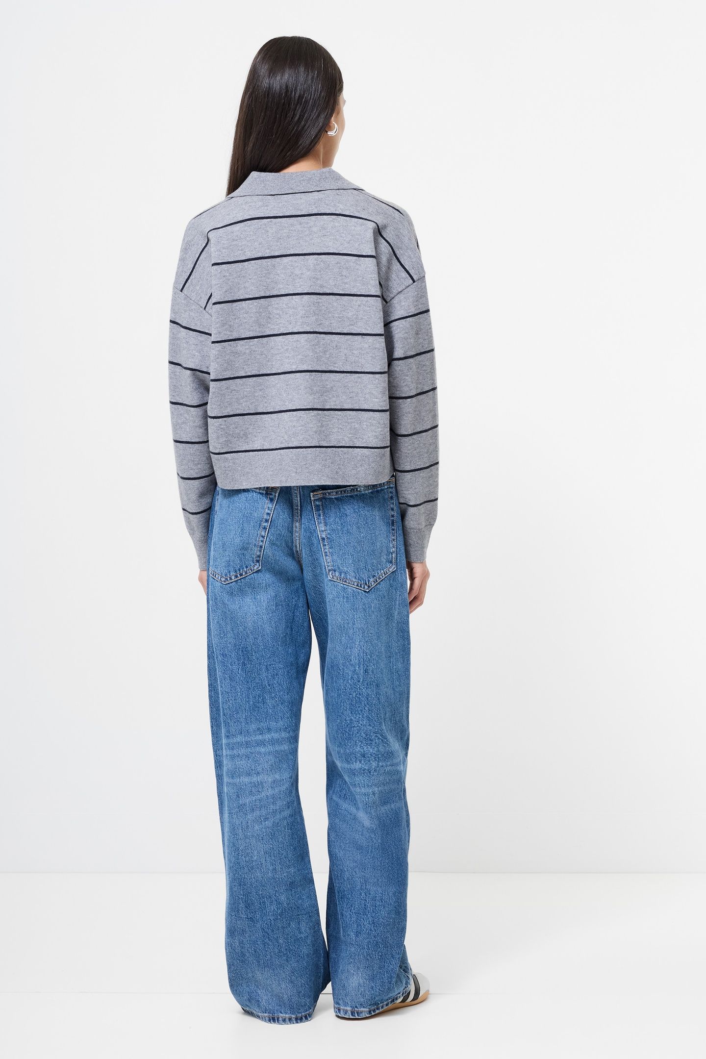 SLOANE KNIT STRIPE PULLOVER HEATHER GREY/MARINE 2
