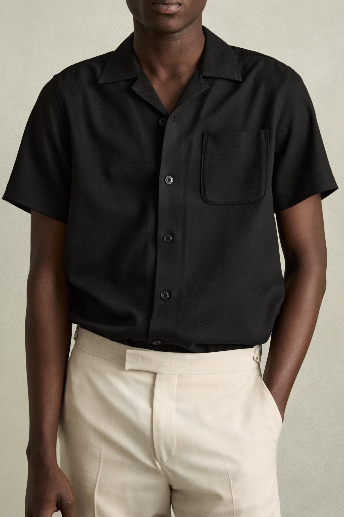 SS HERRINGBONE CUBAN SHIRT BLACK 1