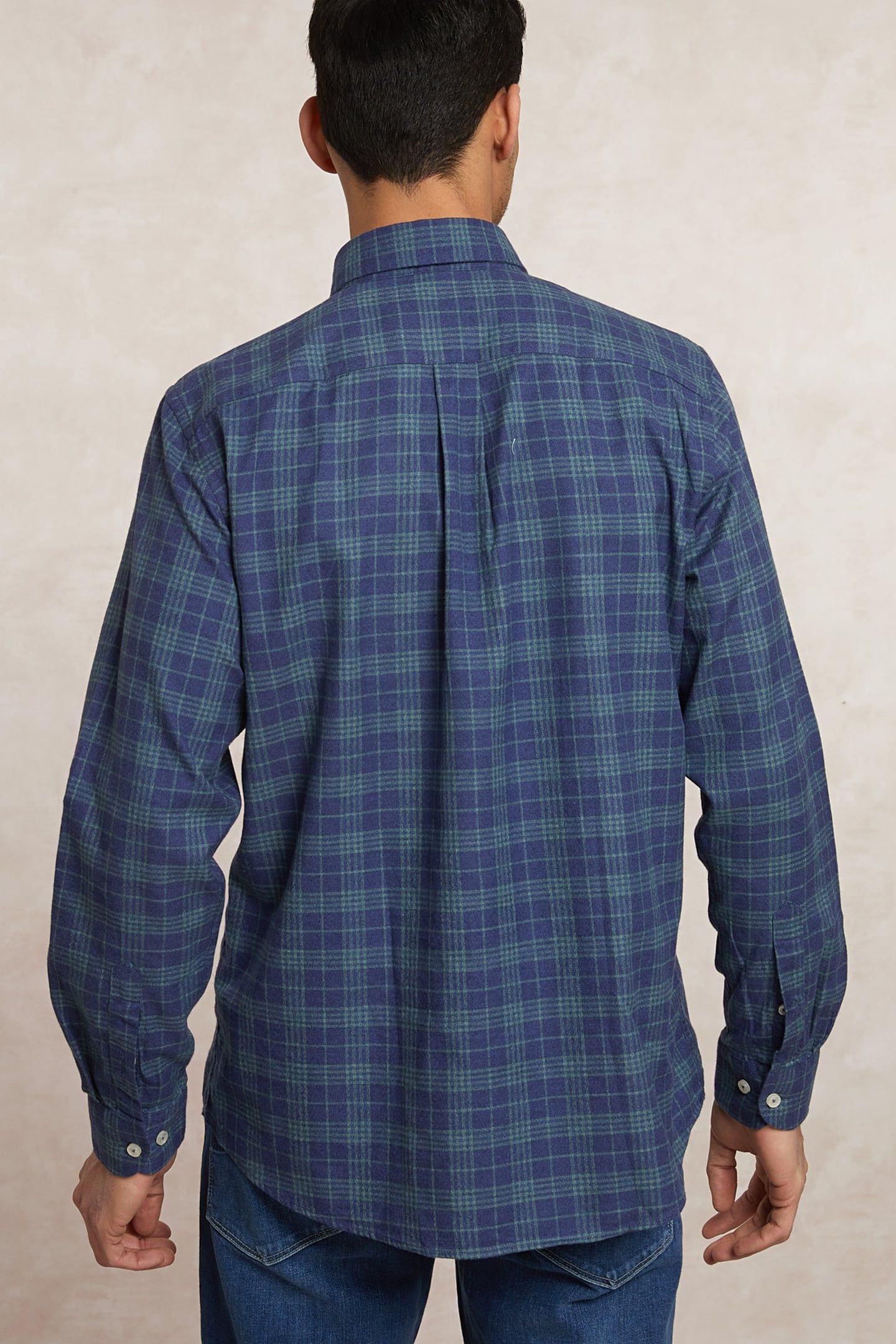 REGULAR FIT CHECKED FLANNEL SHIRT GREEN/BLUE BLUE 2