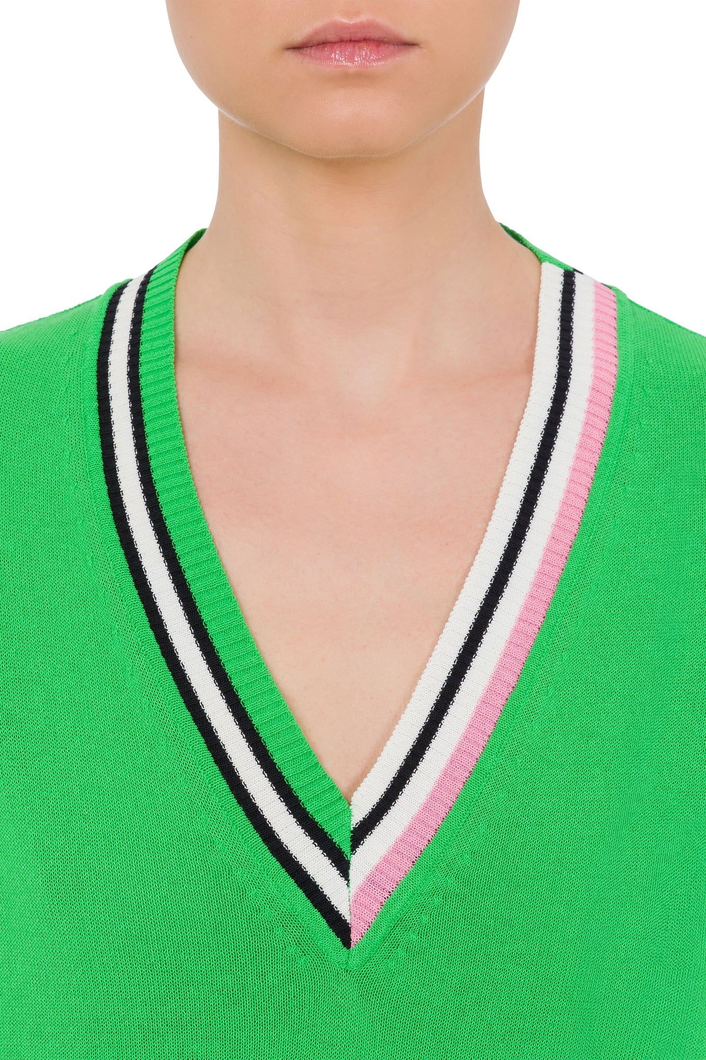 STRIPED DETAILS COTTON KNIT DRESS GREEN 4