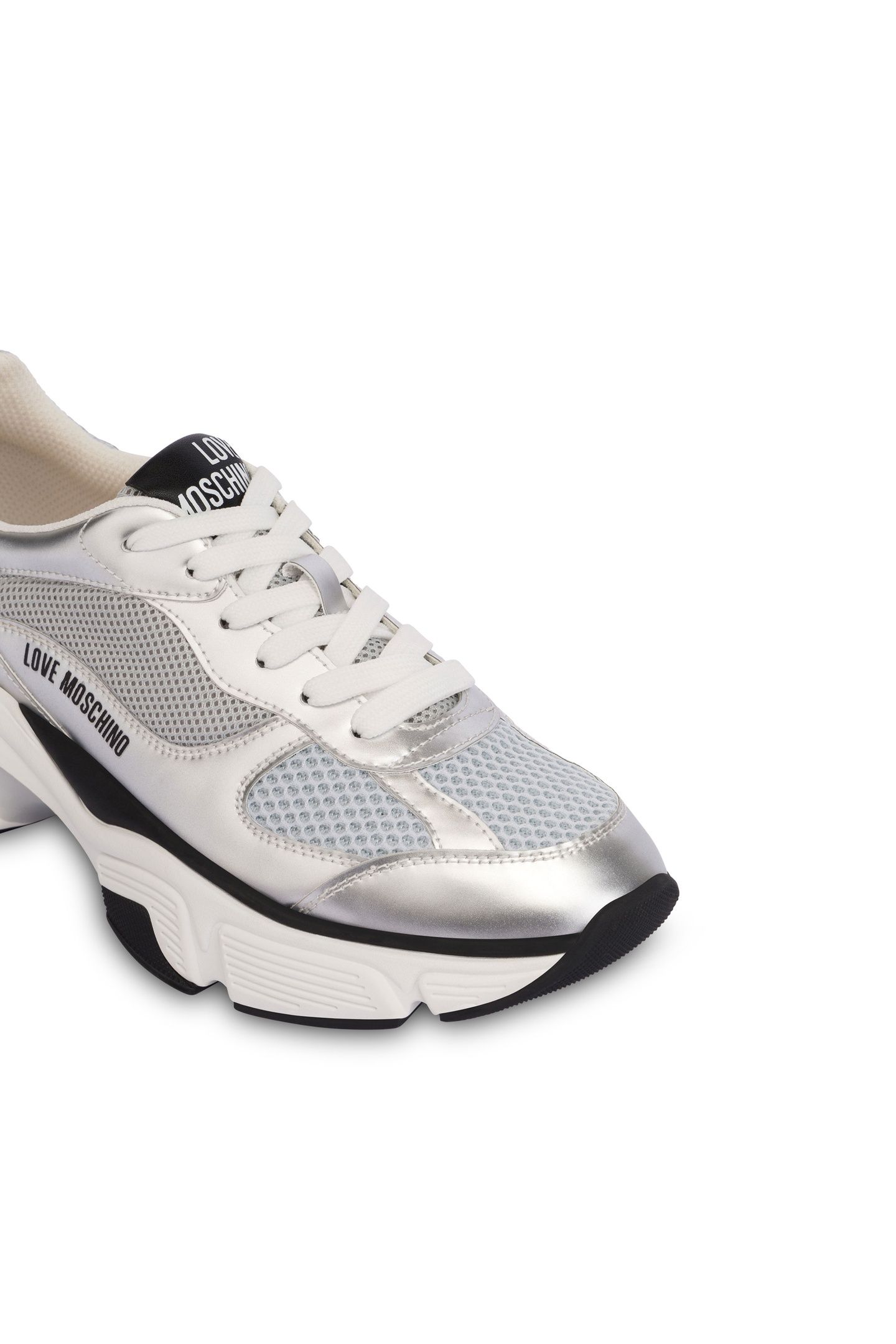 LAMINATE AND MESH SNEAKERS SILVER 3